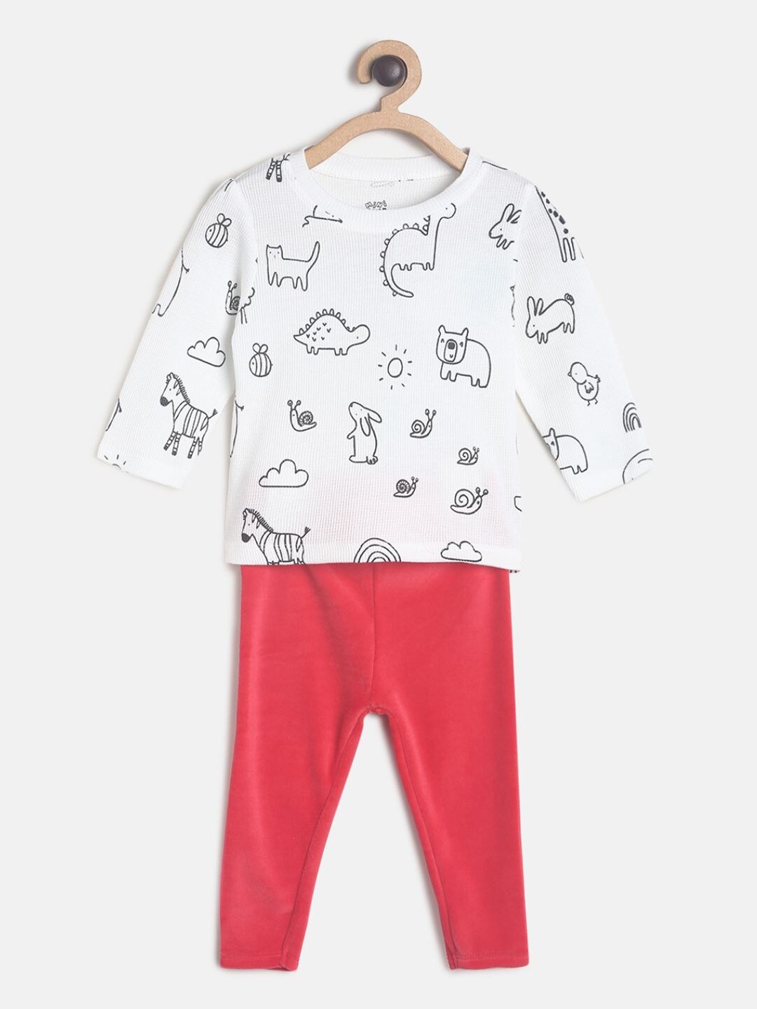 

MINI KLUB Girls White Printed T-shirt with Trousers