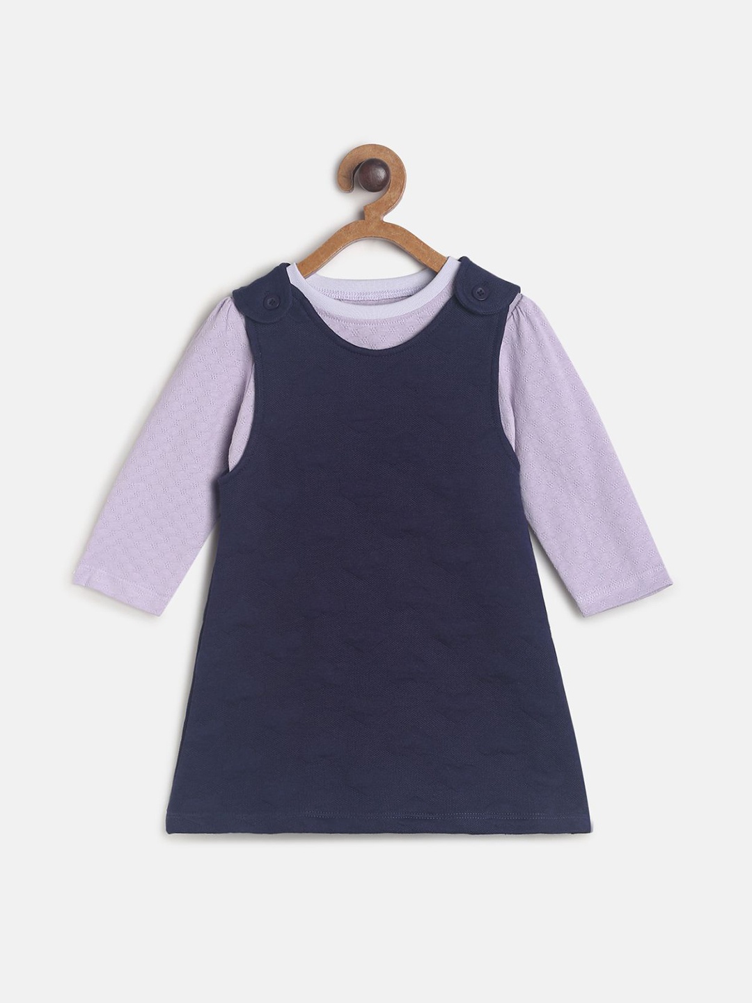 

MINI KLUB Set Of 2 Girls Navy Blue & Grey T-shirt with Tunic