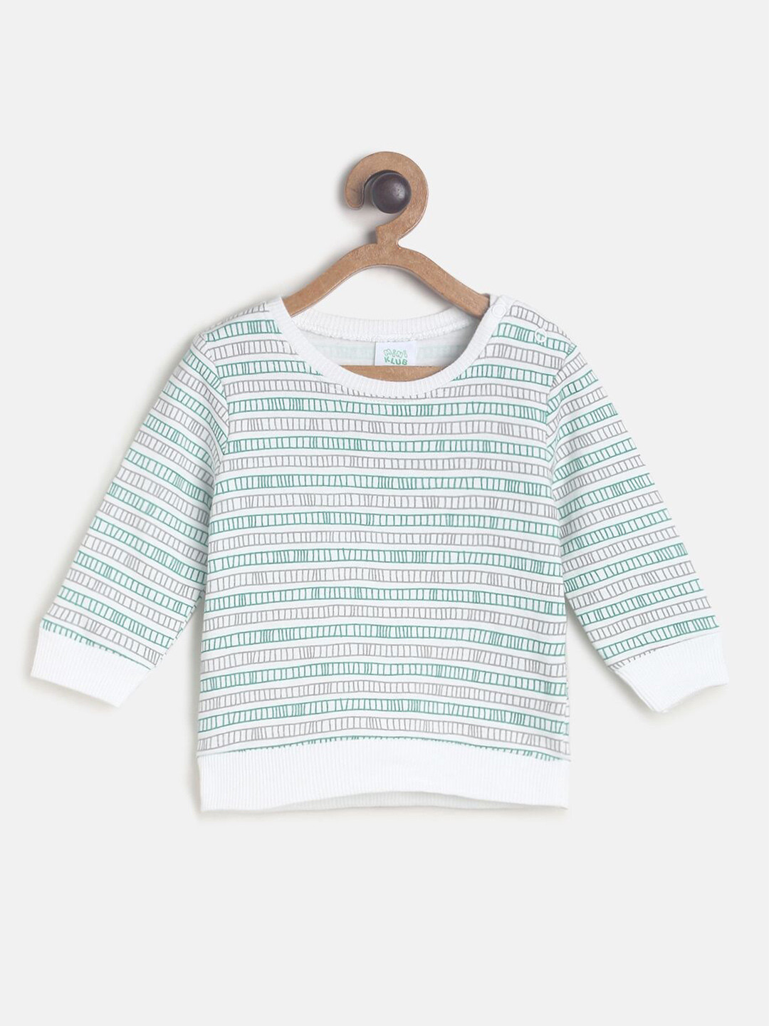 

MINI KLUB Boys Pink & Green Striped Sweatshirt, White