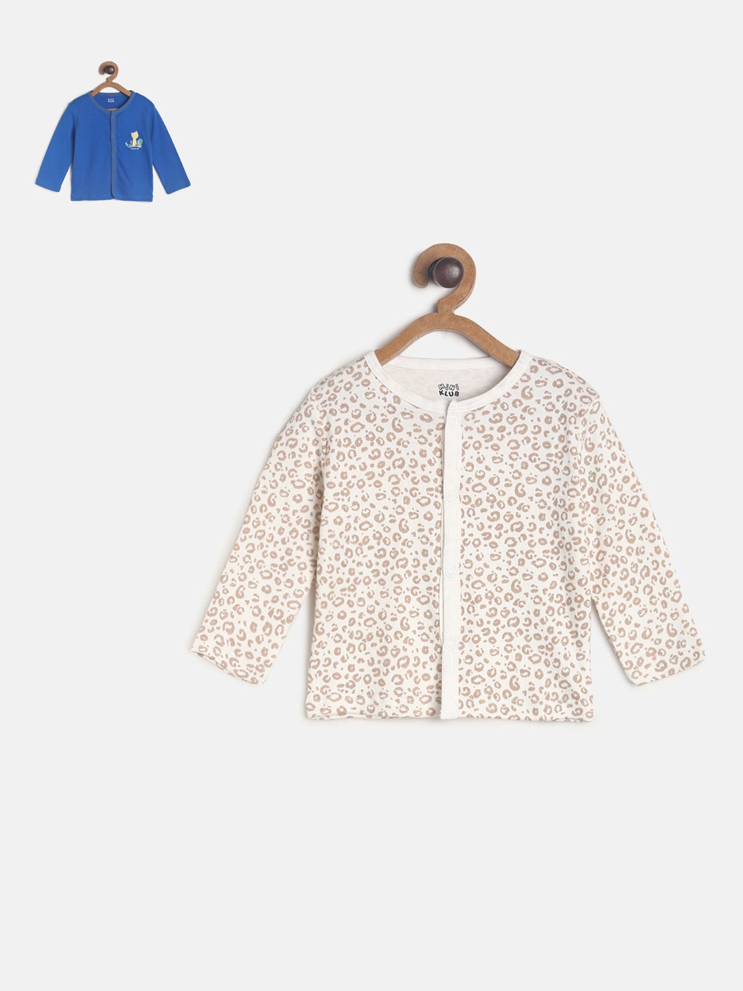 

MINI KLUB Infant Boys Off White & Blue Pack Of 2 Printed Pure Cotton Jhablas