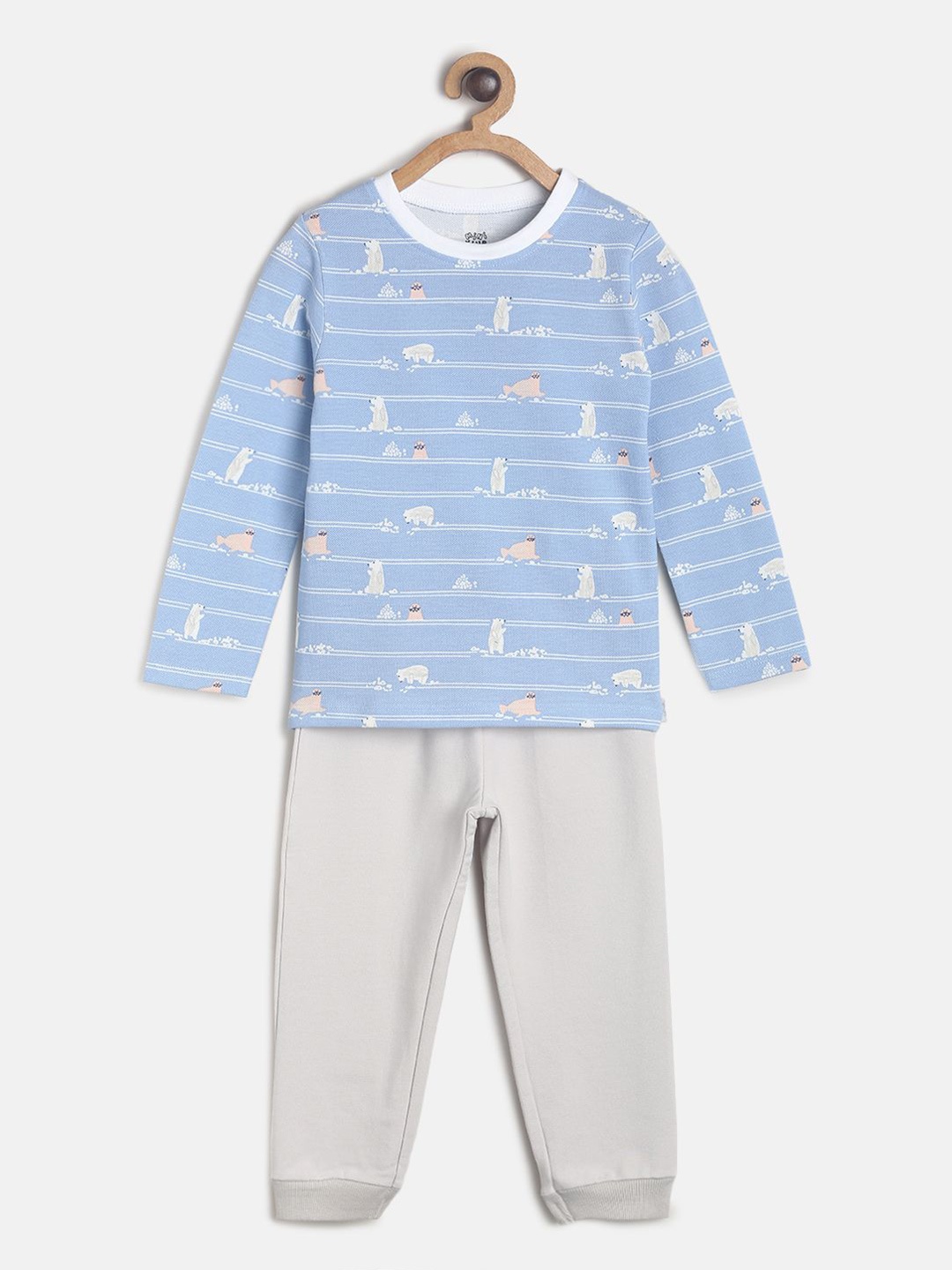 

MINI KLUB Boys Blue & Grey Printed T-shirt with Trousers