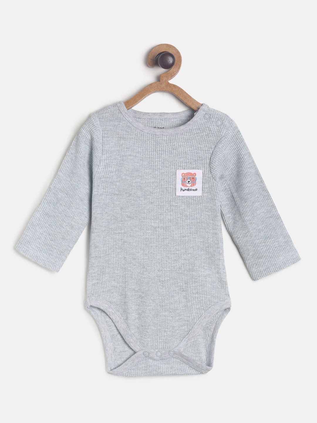 

MINI KLUB Infant Boys Grey Solid Pure Cotton Body Suit