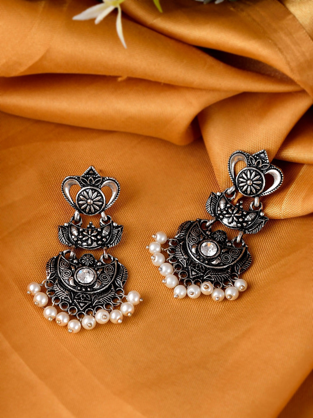 

Silvermerc Designs Silver-Toned & Plated Classic Chandbalis Earrings