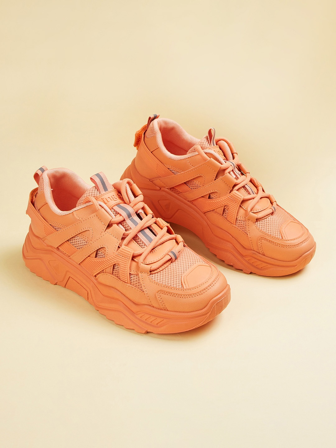 

Ginger by Lifestyle Women Orange Textured Sneakers