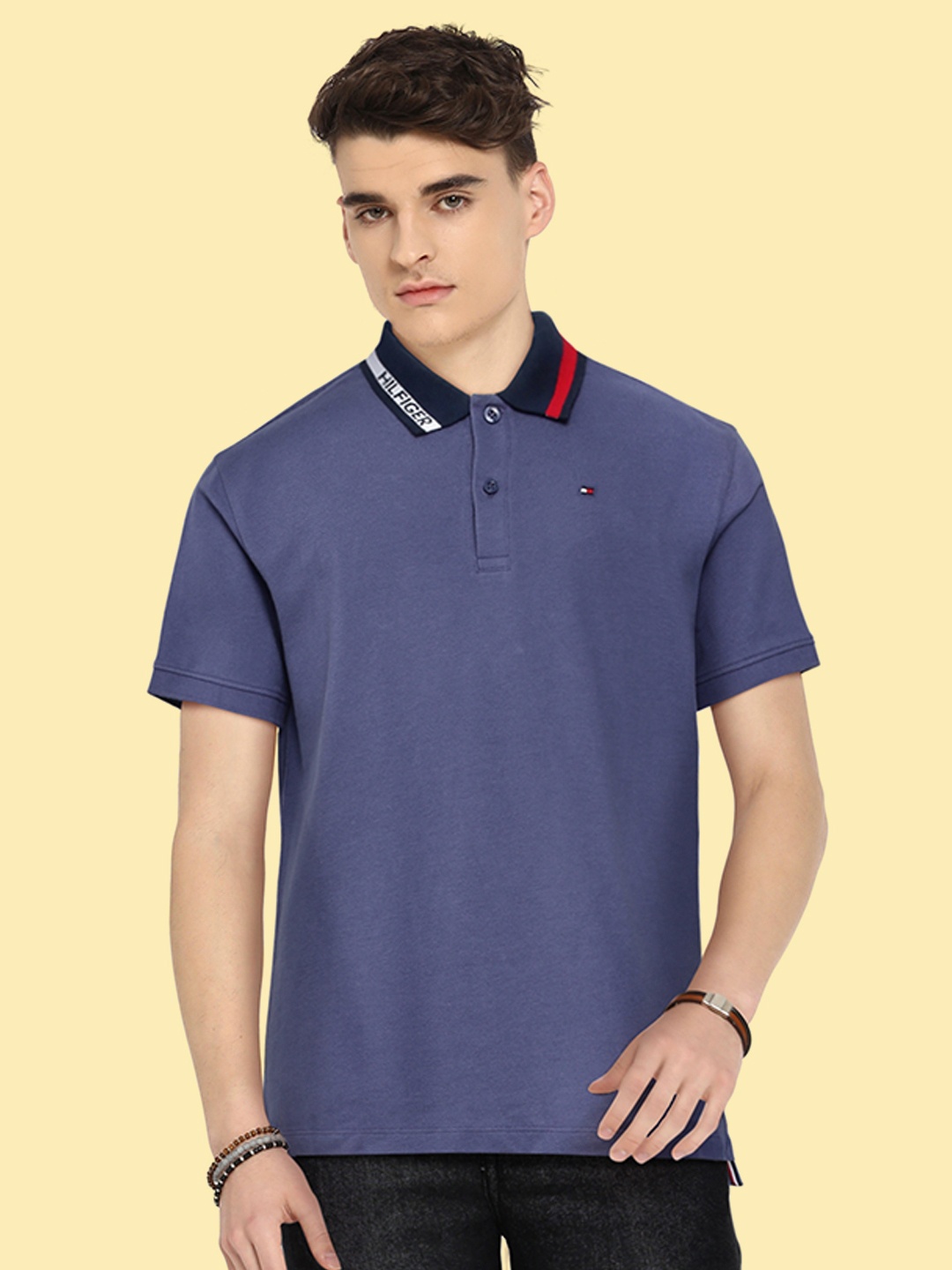 

Tommy Hilfiger Boys Blue Polo Collar Pure Cotton T-shirt