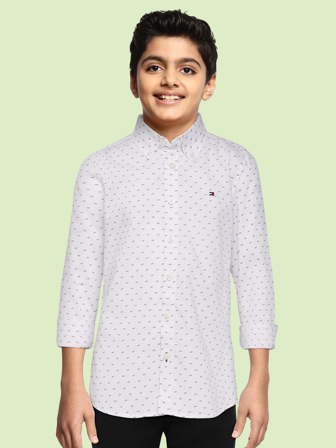 

Tommy Hilfiger Boys White Cotton Printed Casual Shirt