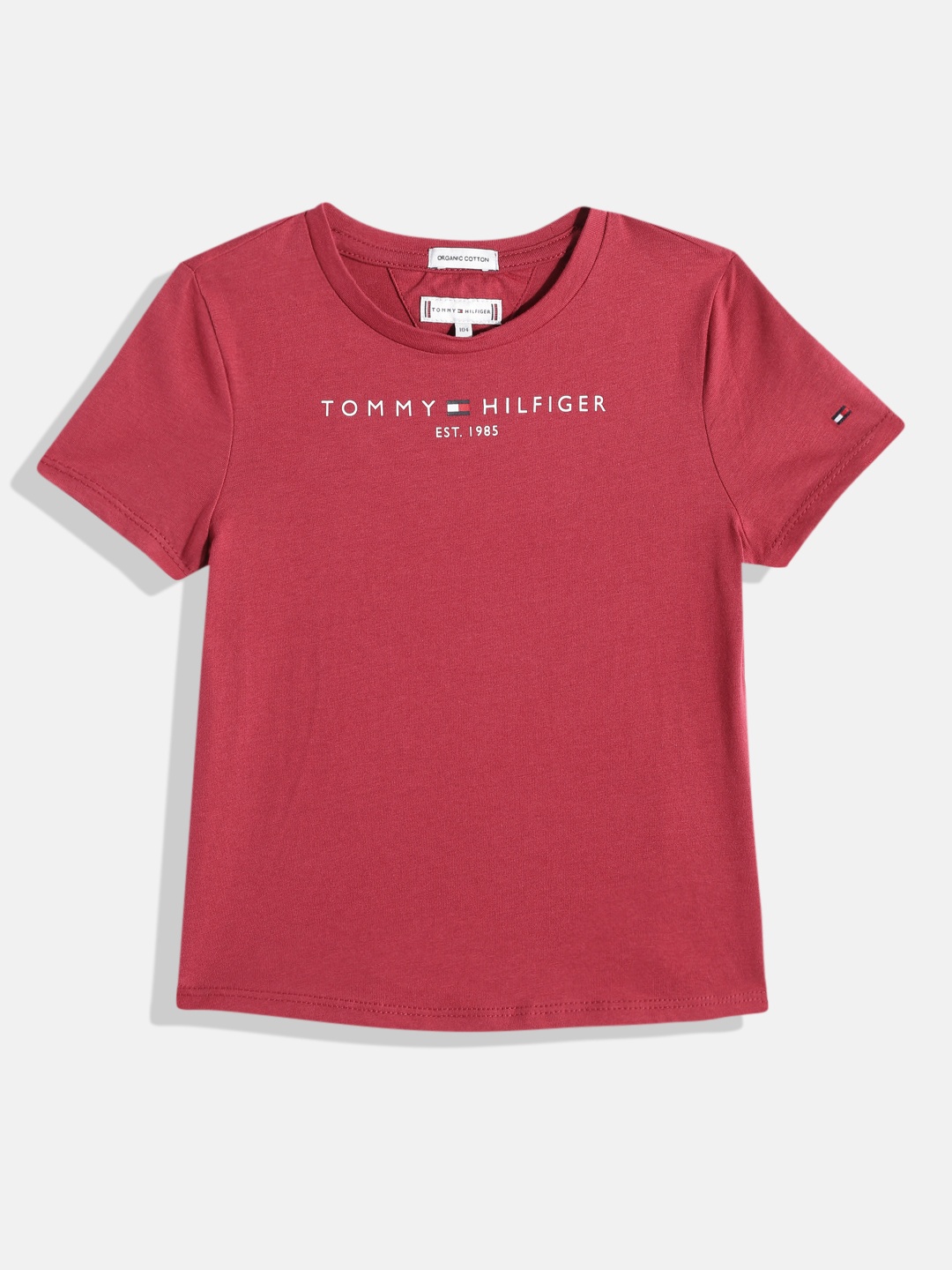 

Tommy Hilfiger Girls Brand Logo Printed Pure Cotton T-shirt, Red