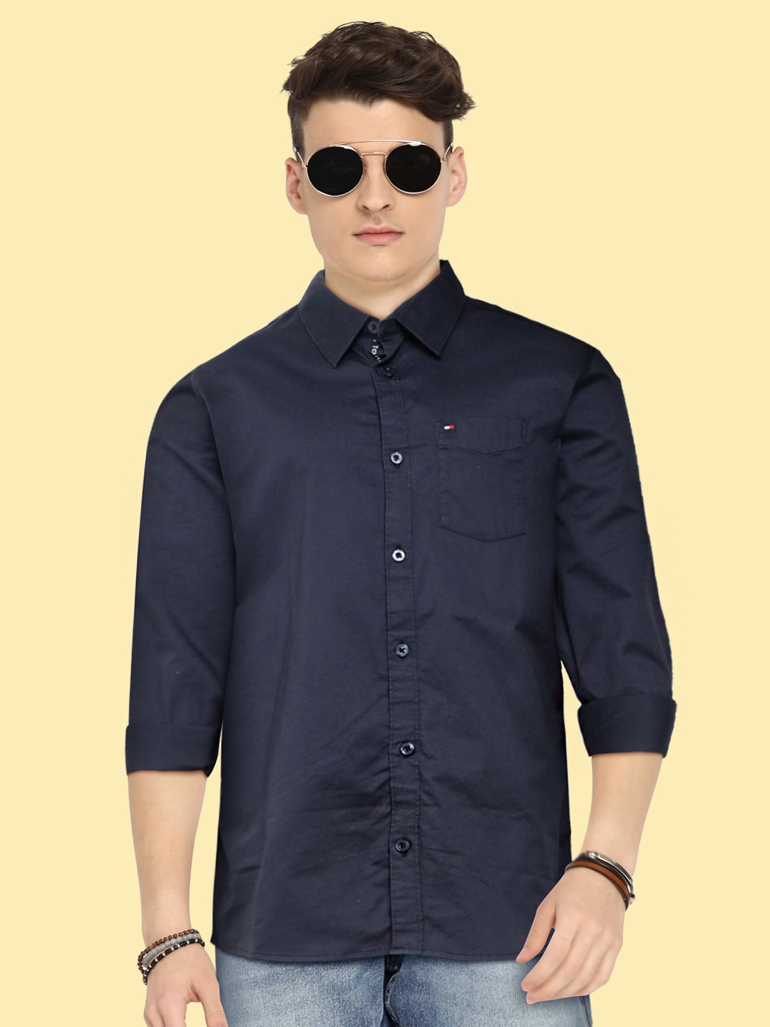 

Tommy Hilfiger Boys Navy Blue Twill Weave Cotton Casual Shirt