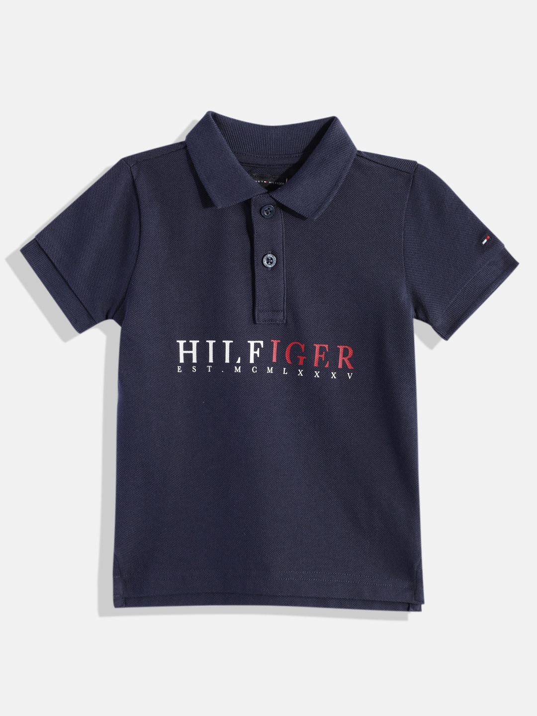 

Tommy Hilfiger Boys Brand Logo Printed Organic Cotton T-shirt, Navy blue