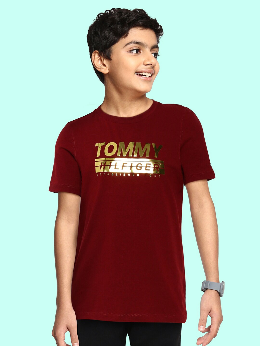 

Tommy Hilfiger Boys Red Brand Logo Printed T-shirt