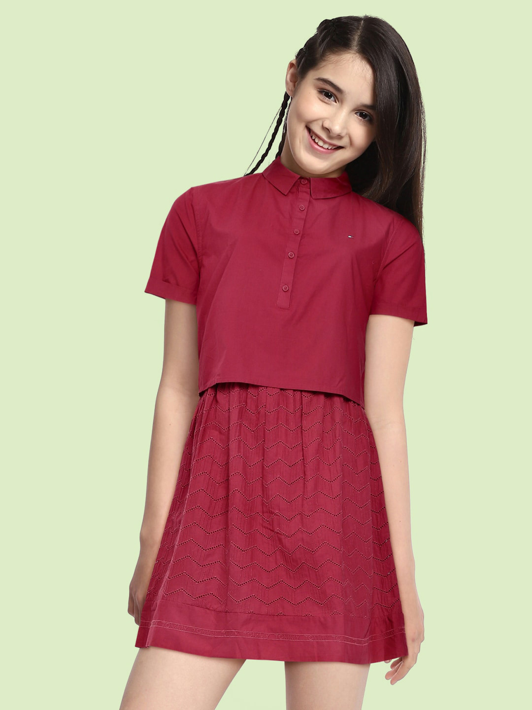 

Tommy Hilfiger Red A-Line Cotton Dress