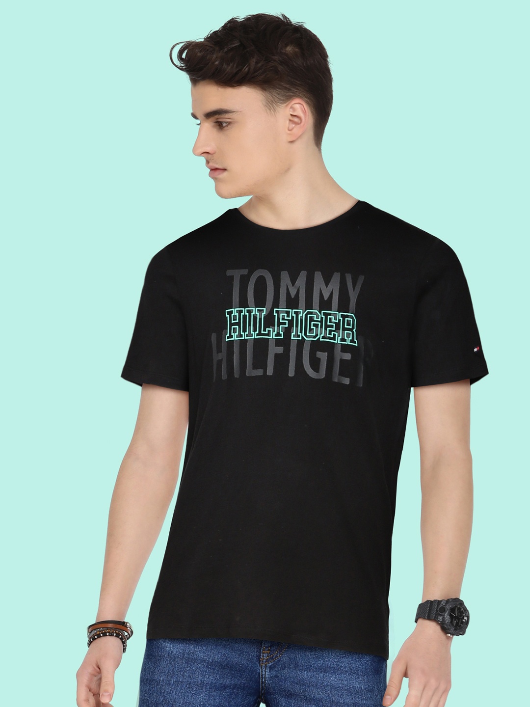 

Tommy Hilfiger Boys Black Brand Logo Printed Organic Cotton T-shirt