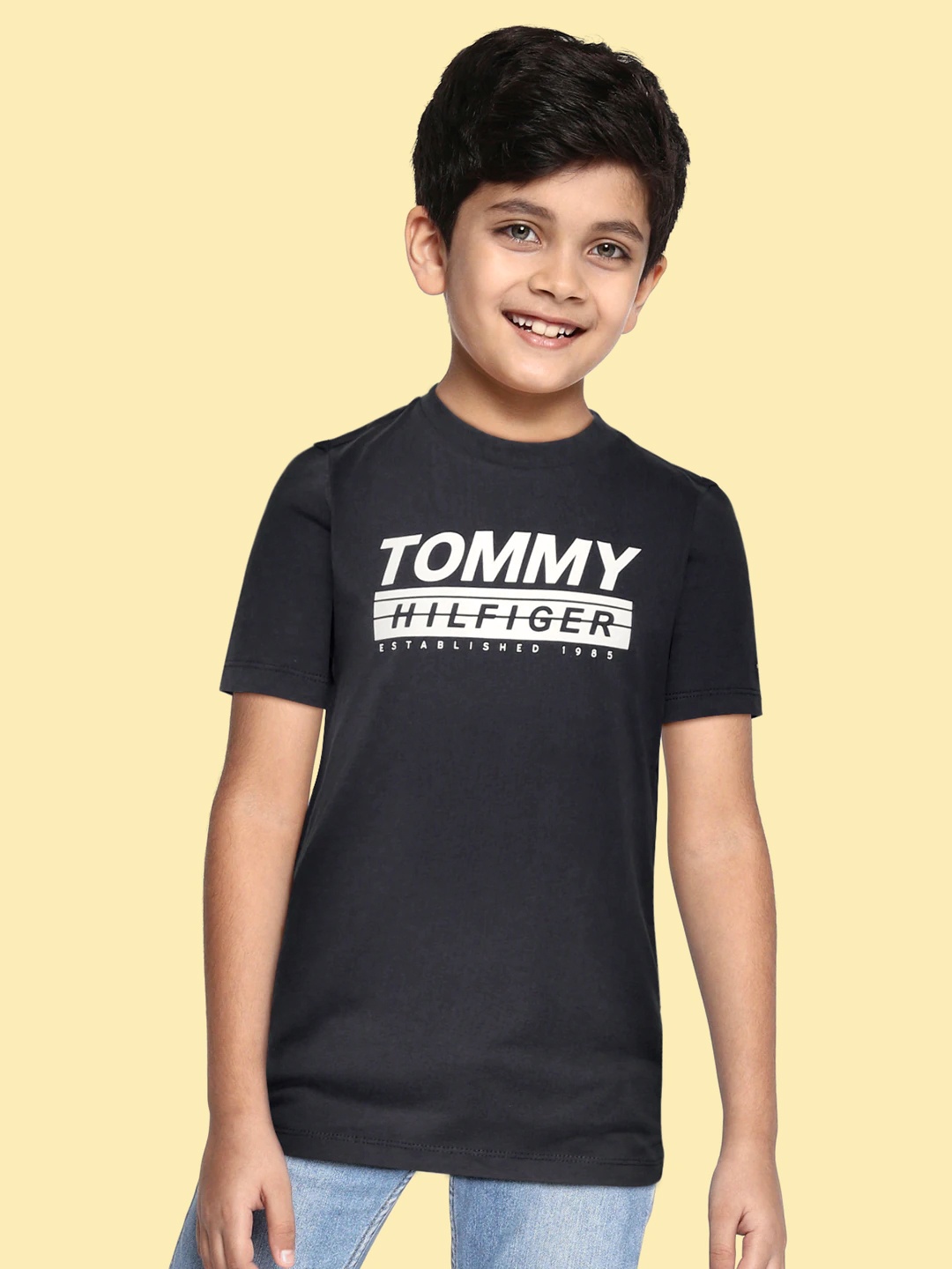 

Tommy Hilfiger Boys Blue Brand Logo Printed Organic Cotton T-shirt