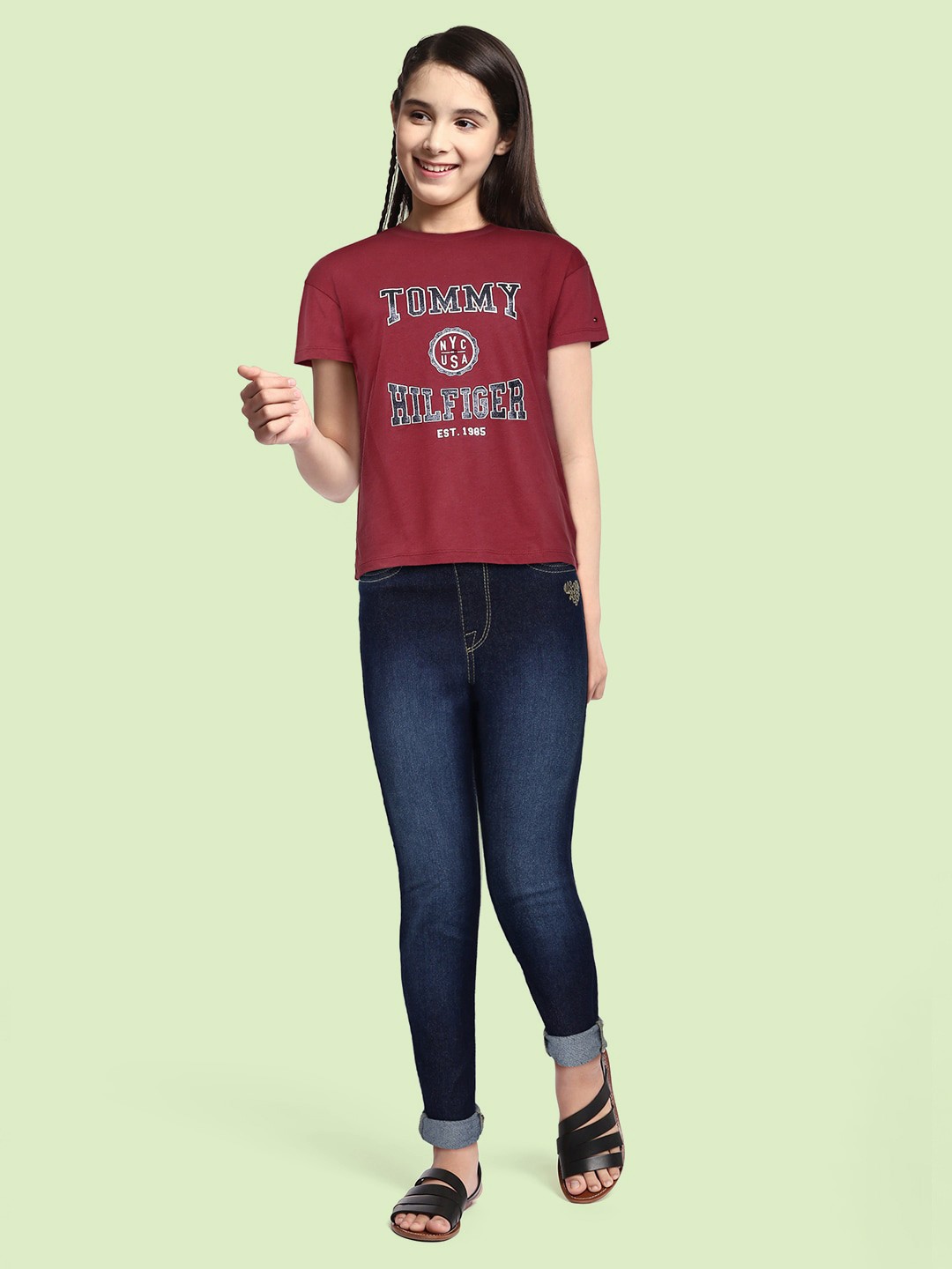 

Tommy Hilfiger Girls Red Brand Logo Printed T-shirt