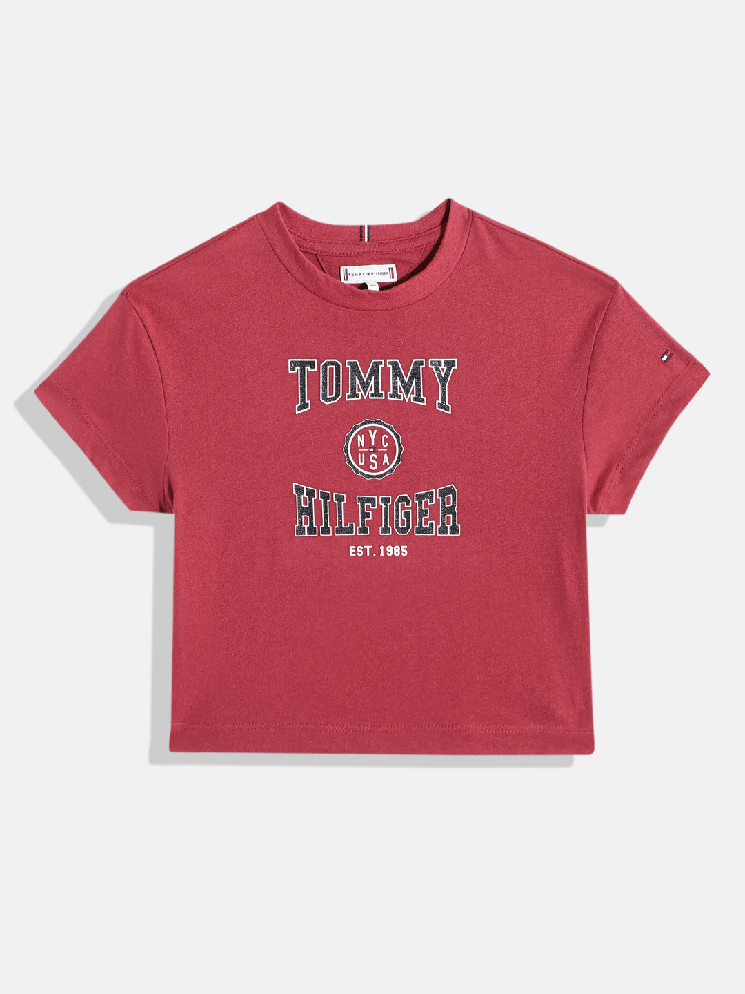 

Tommy Hilfiger Girls Brand Logo Printed T-shirt, Red