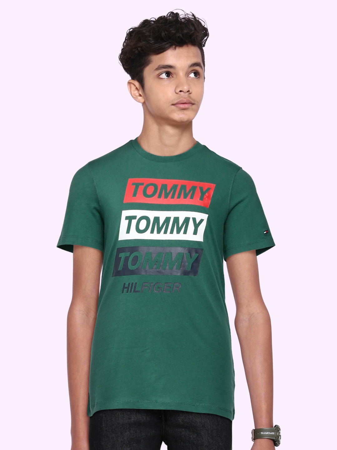 

Tommy Hilfiger Boys Green Printed Organic Cotton T-shirt