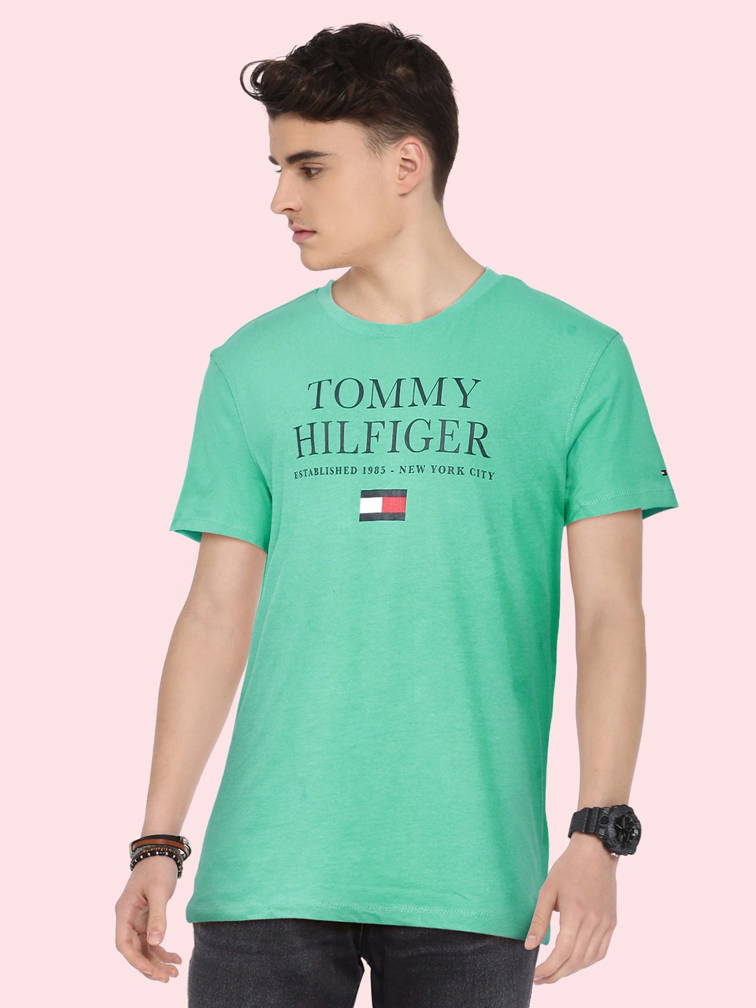 

Tommy Hilfiger Boys Green Brand Logo Printed Organic Cotton T-shirt