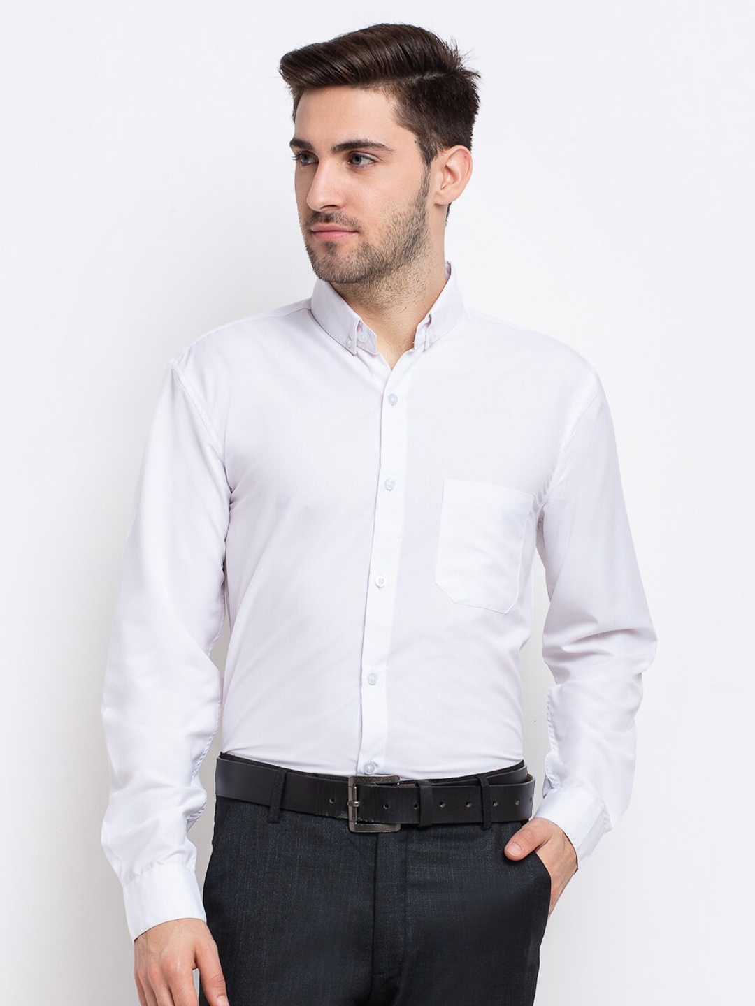 

JAINISH Men White Comfort Pure Cotton Formal Shirt
