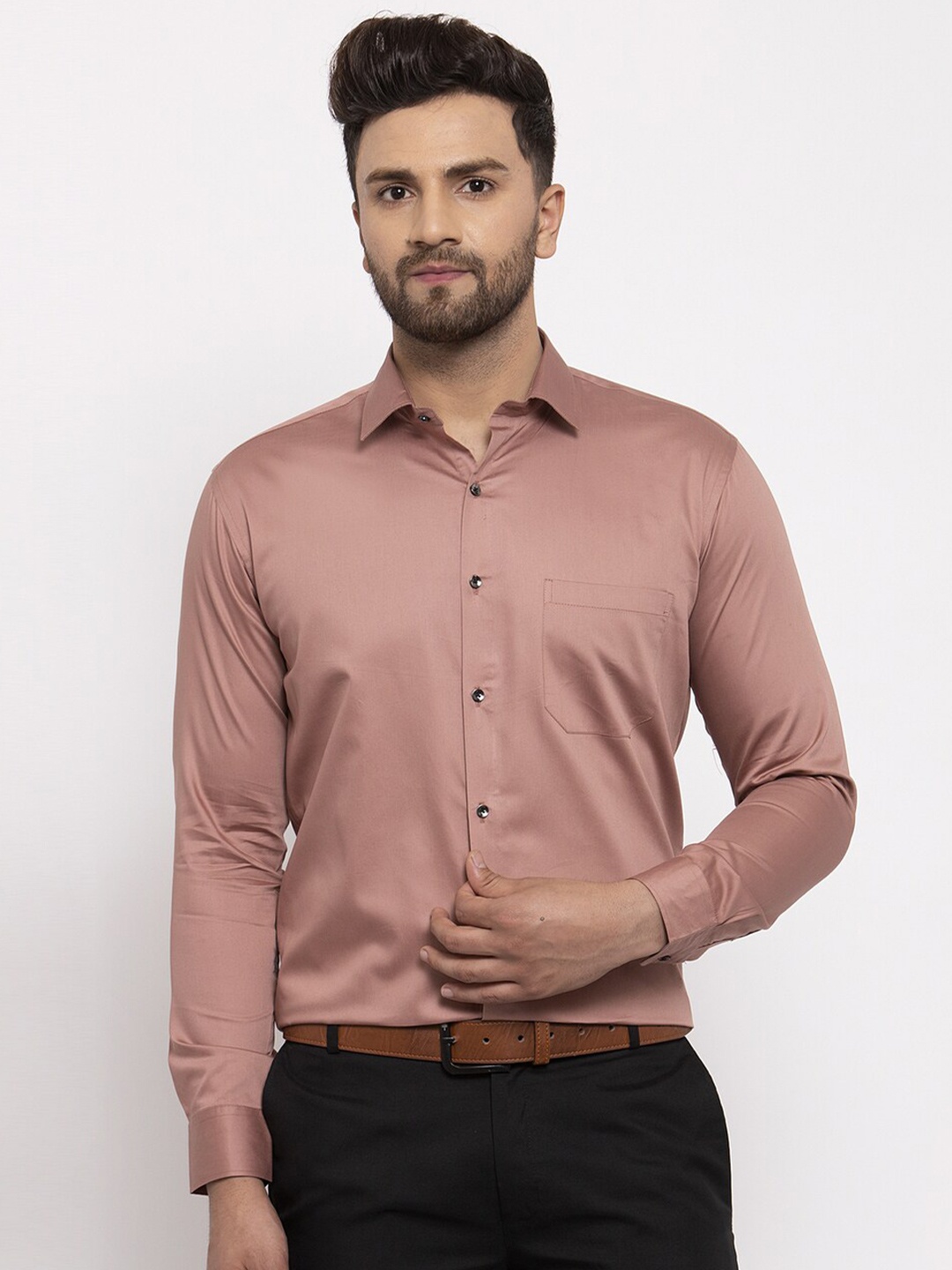 

JAINISH Men Brown Comfort Pure Cotton Formal Shirt