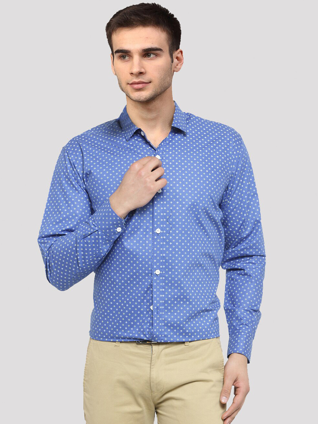 

JAINISH Men Blue Printed Comfort Pure Cotton Formal Shirt