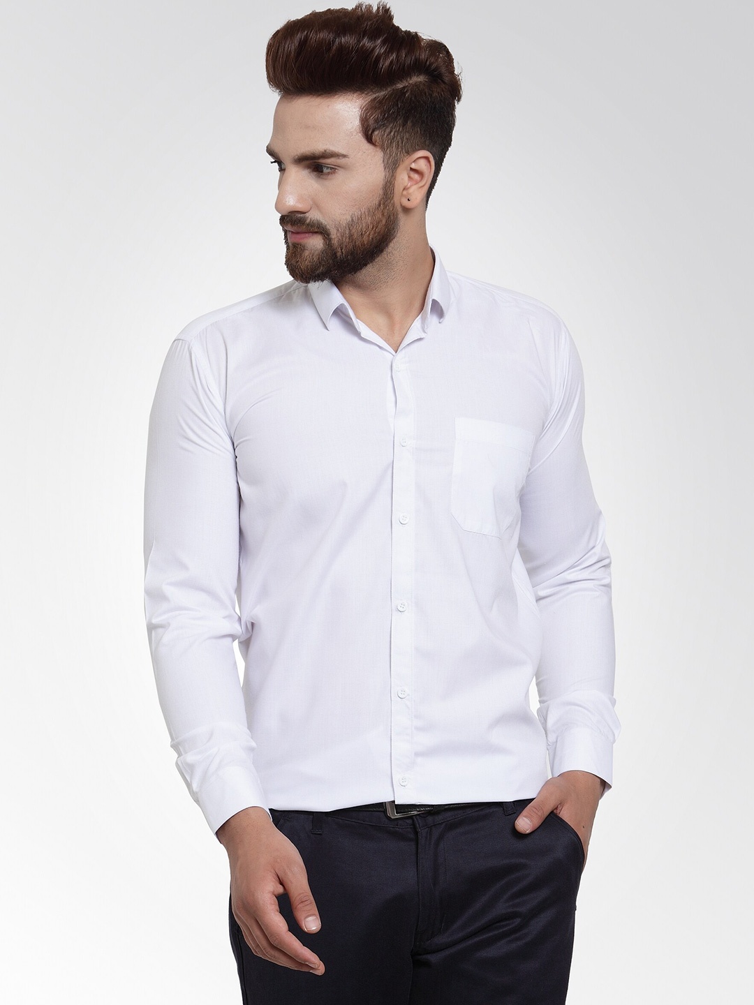 

JAINISH Men White Comfort Pure Cotton Formal Shirt