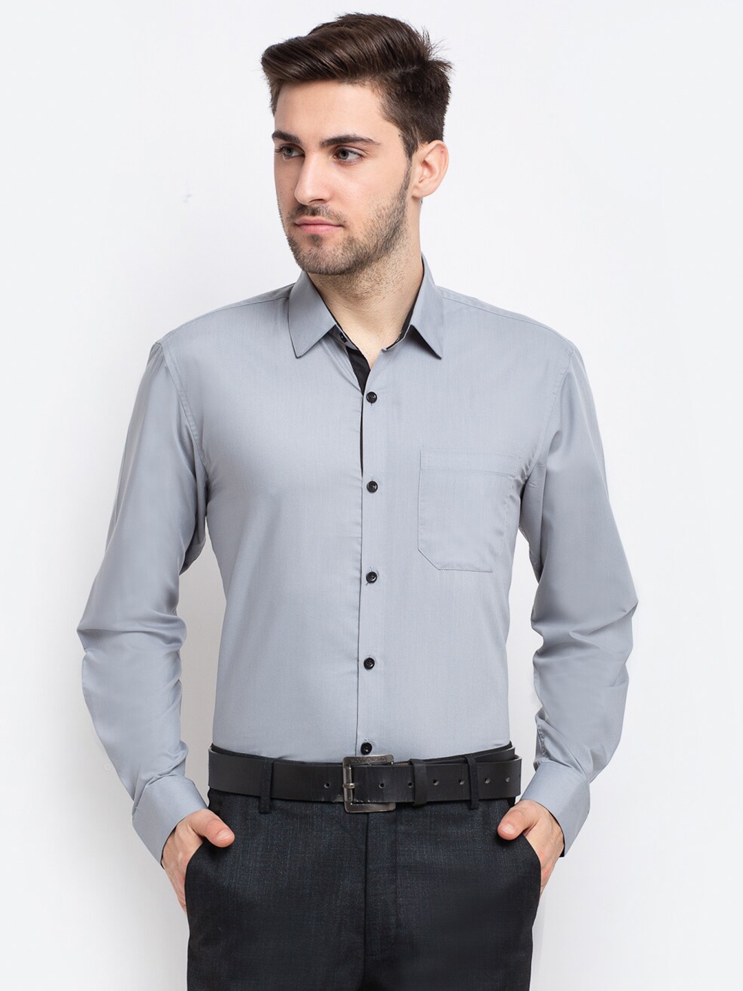 

JAINISH Men Silver-Toned Comfort Pure Cotton Formal Shirt