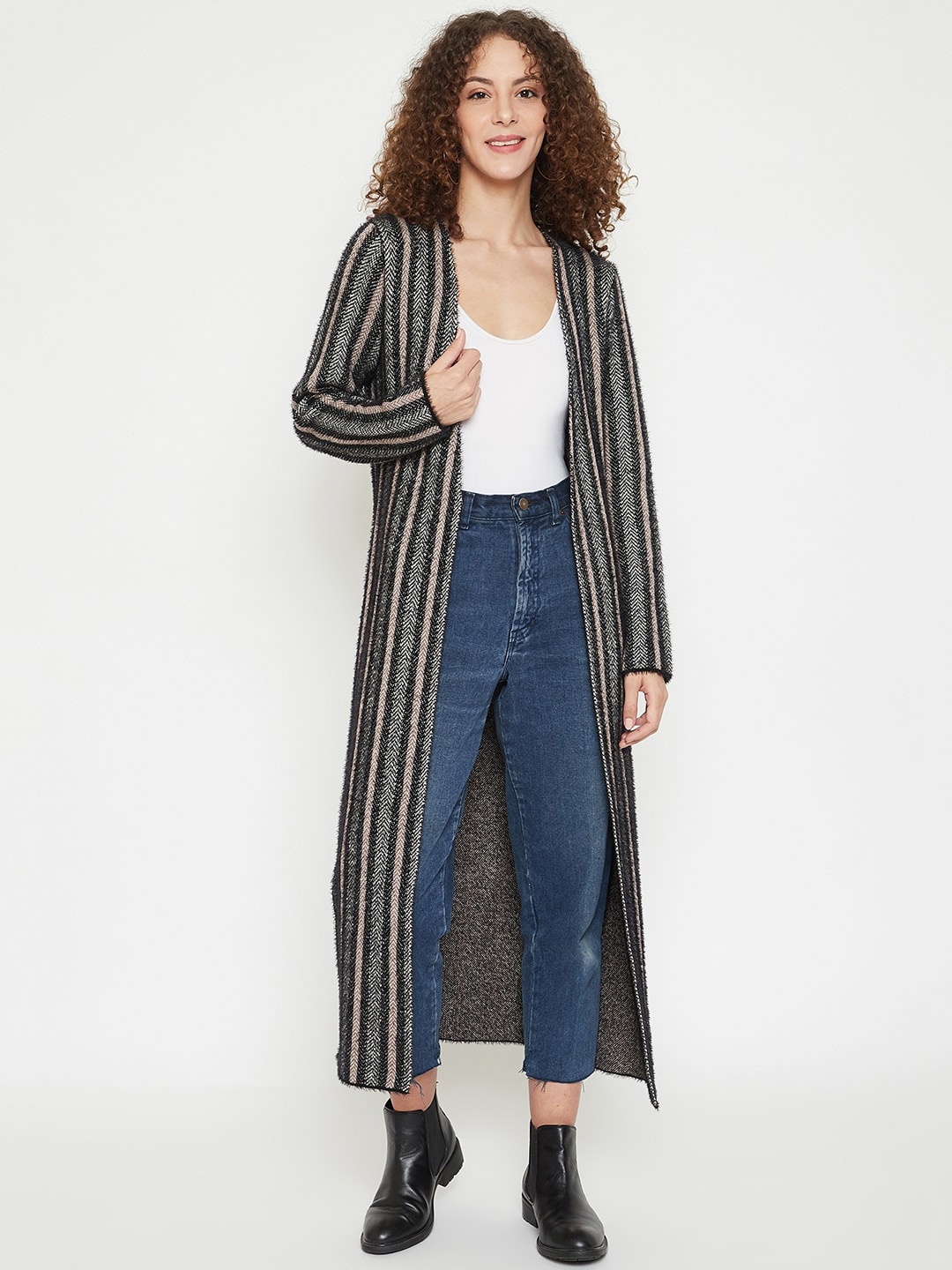 

Madame Woman Black & Beige Striped Longline