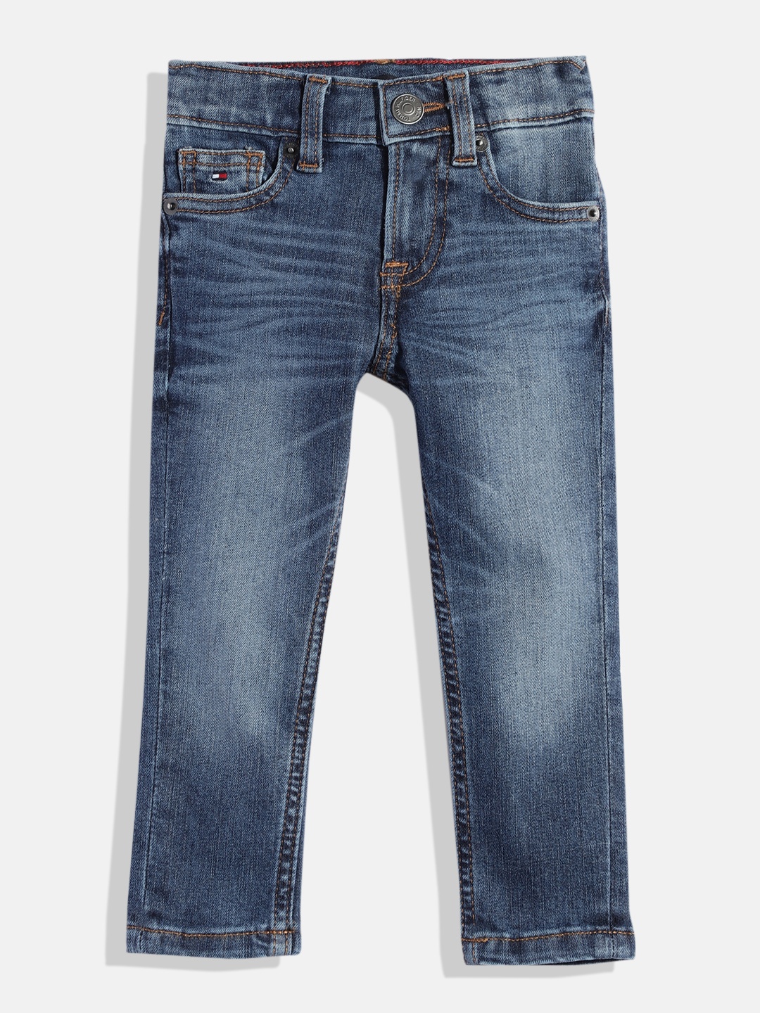 

Tommy Hilfiger Boys Blue Slim Fit Heavy Fade Stretchable Jeans