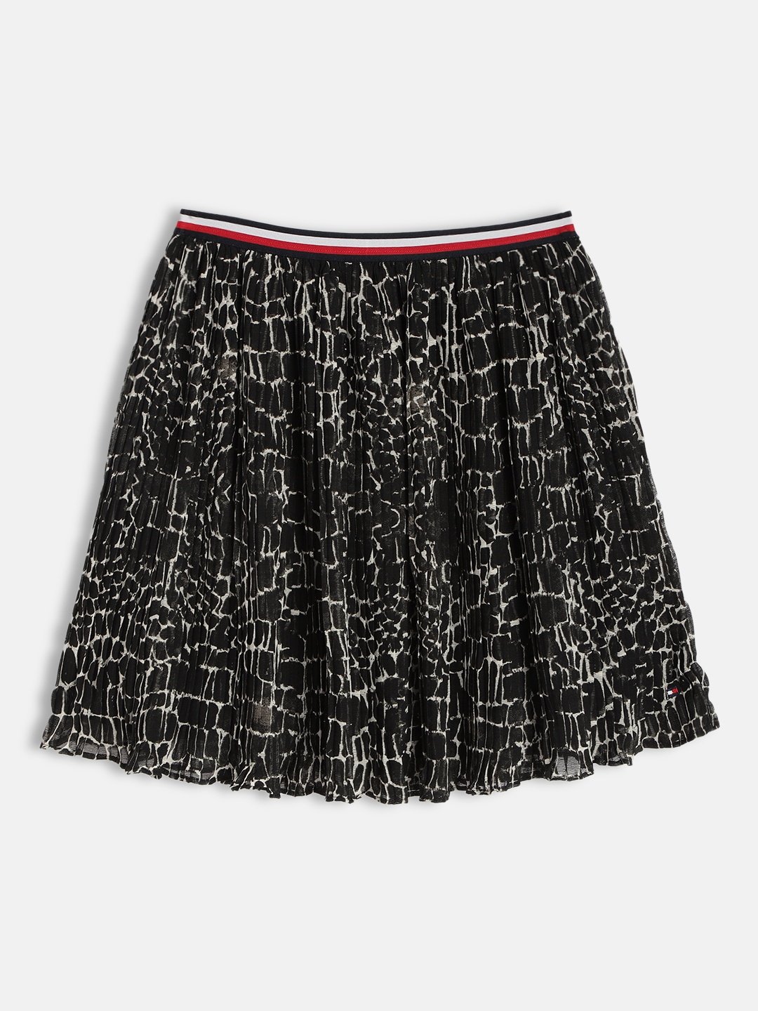 

Tommy Hilfiger Black & White Pleated Flared Chiffon Skirt