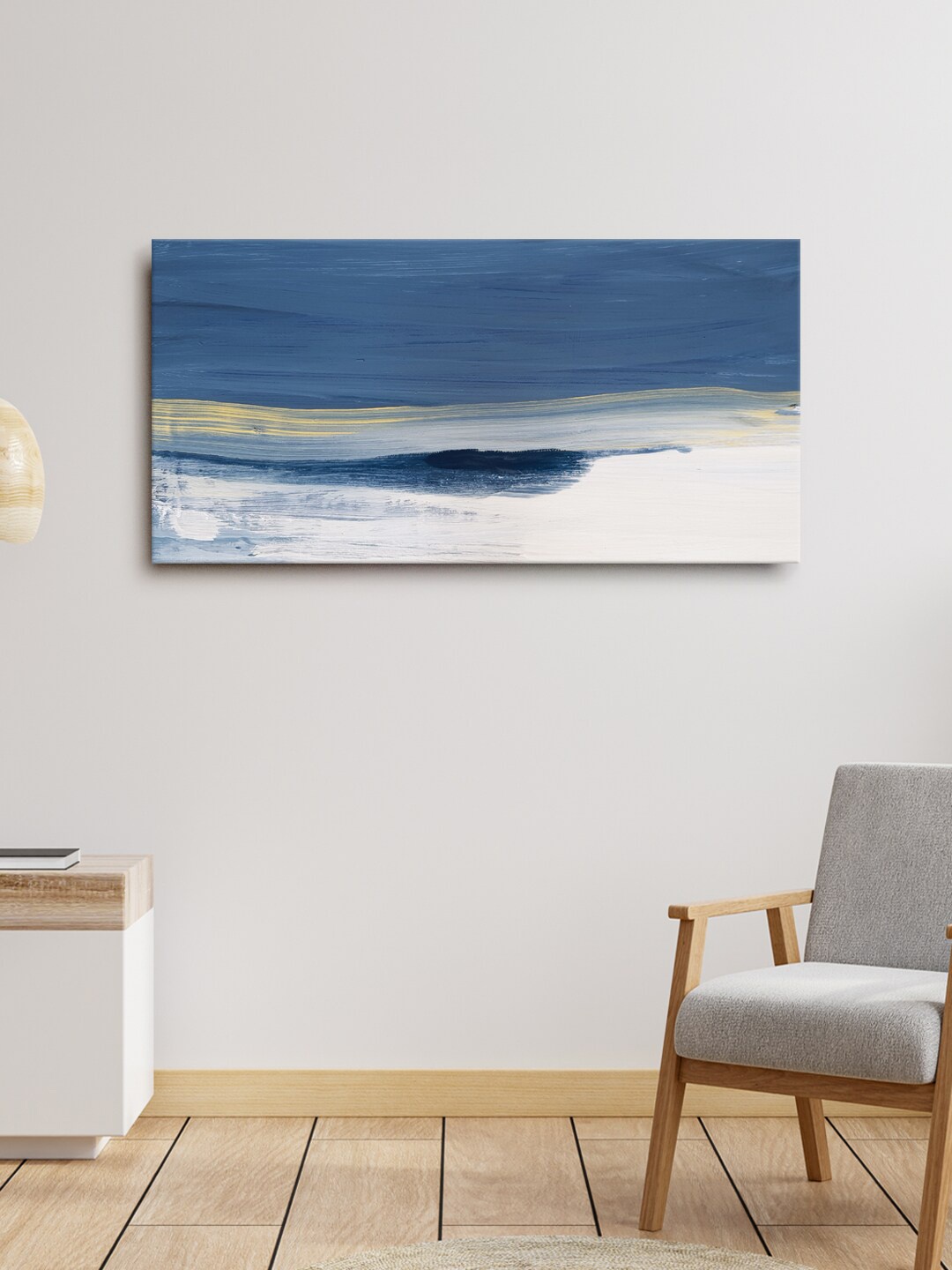 

999Store Blue & White Abstract Paining Framed Wall Art