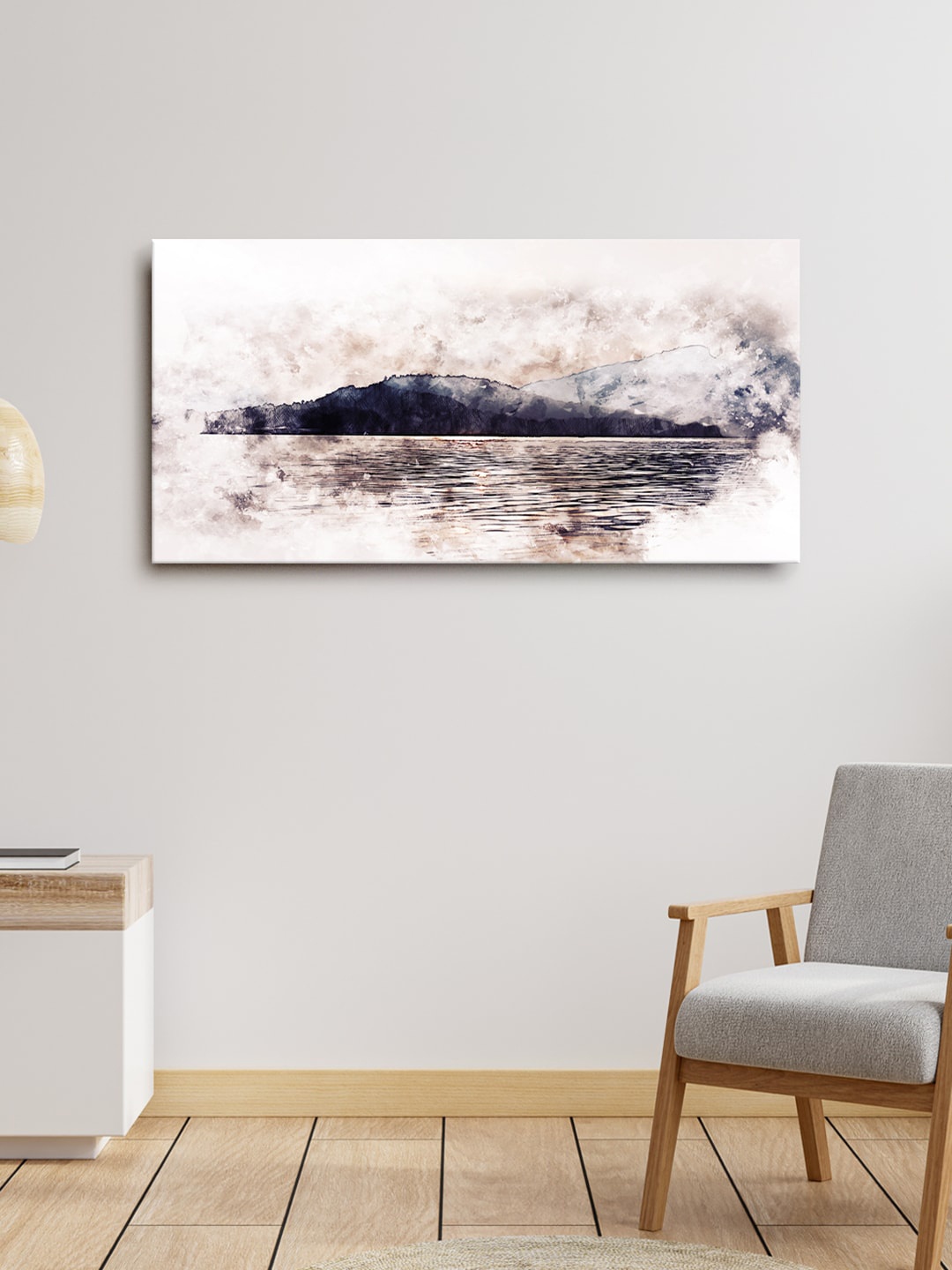 

999Store White & Black Beautiful Mountain Canvas Wall Art