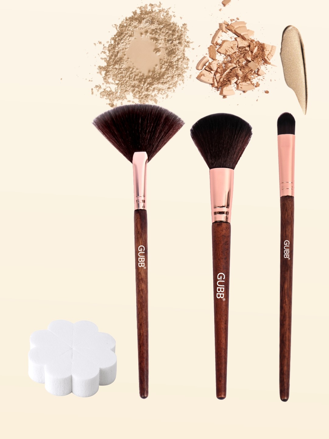 

GUBB Set of 4 Brown Daily Stroke Makeup Foundation & Powder Brushes