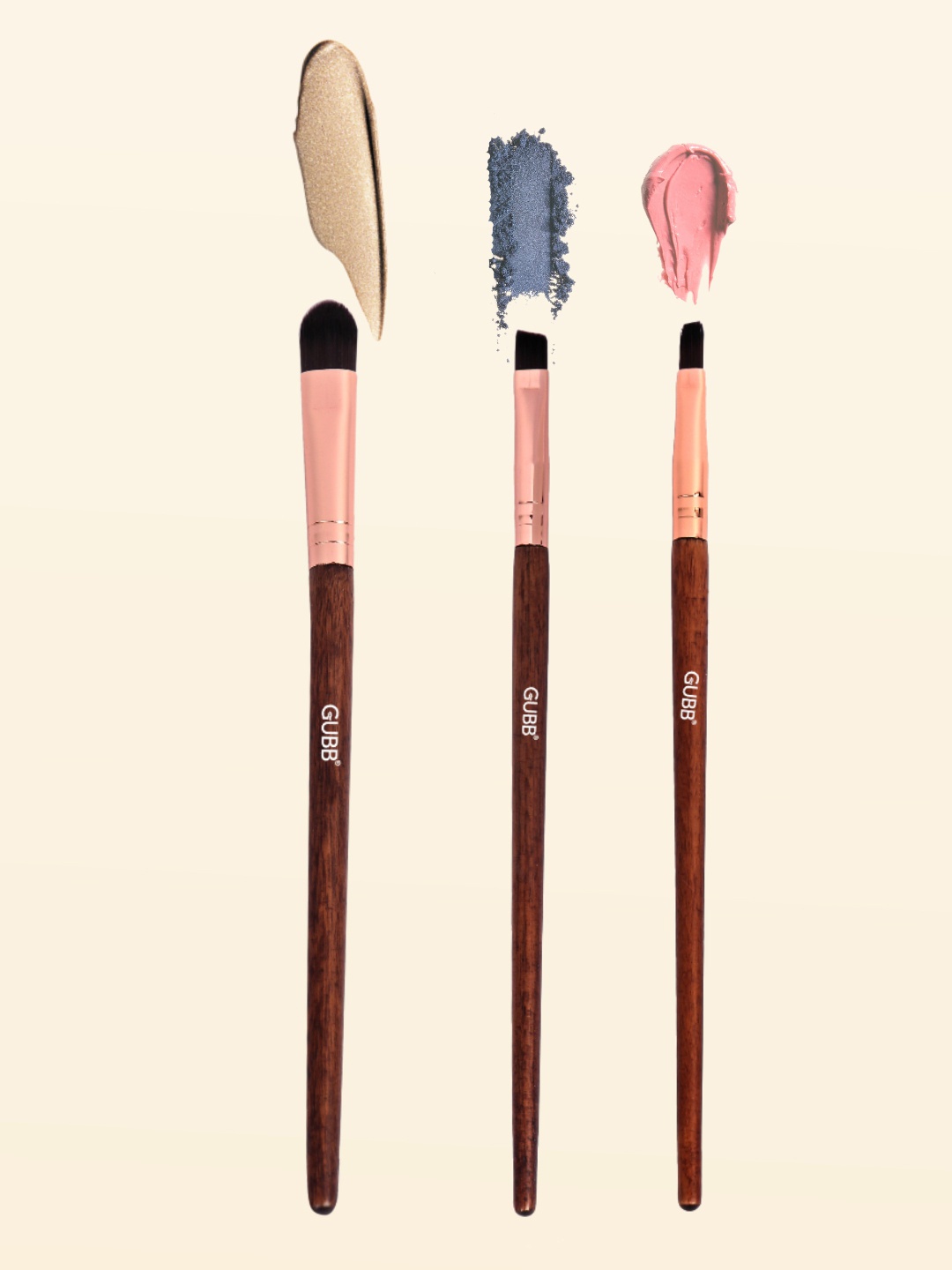 

GUBB Set of 3 Minimal Makeup Brushes, Brown