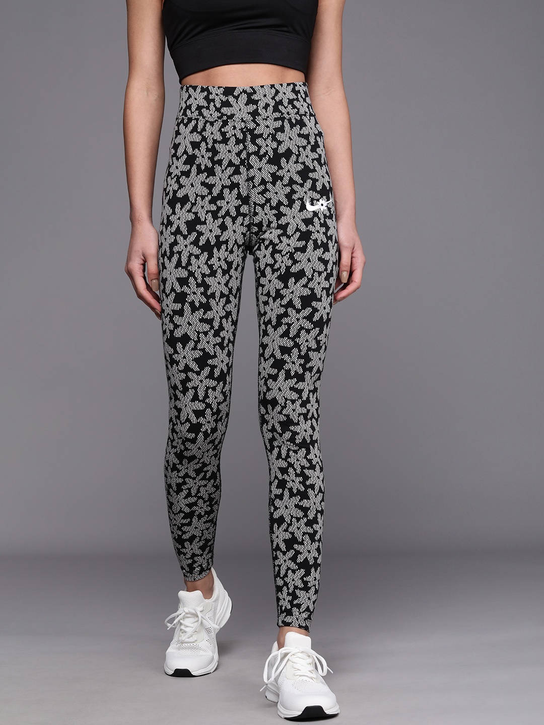

Nike Women Black & Grey Printed High-Rise Tights