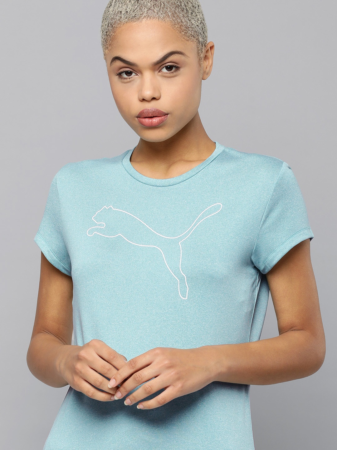 

Puma Women Blue RTG Heather Logo T-shirt