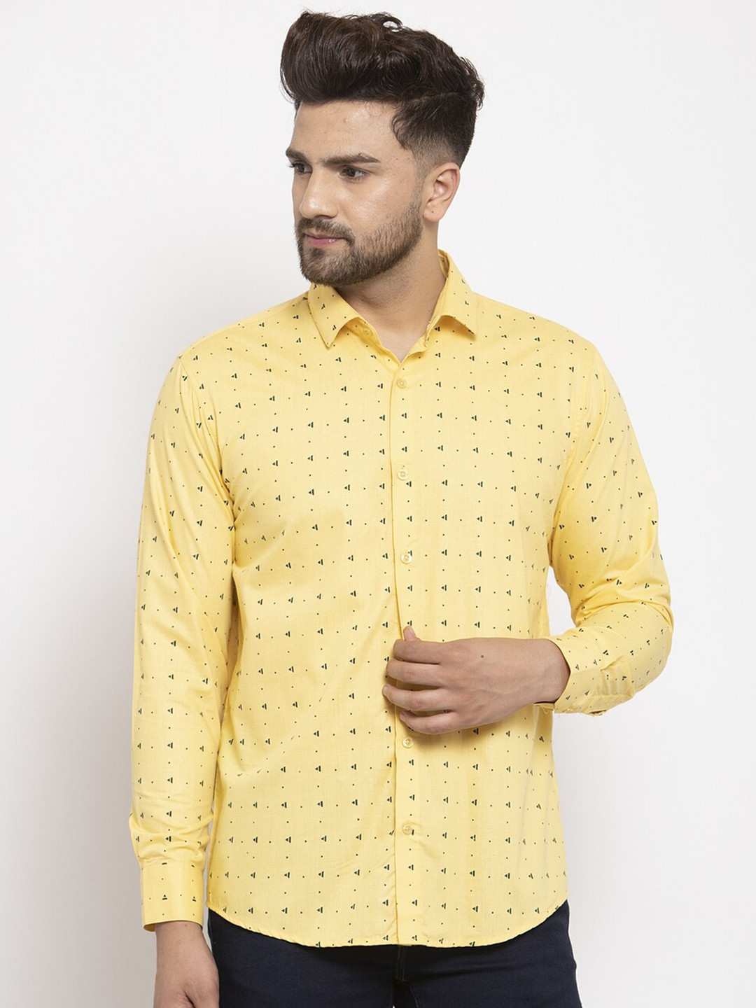 

JAINISH Men Yellow Comfort Printed Casual Shirt