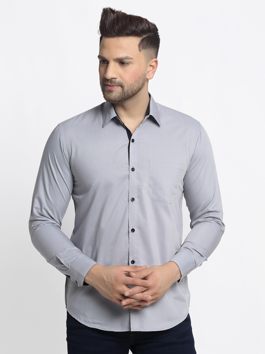 

JAINISH Men Grey Comfort Pure Cotton Casual Shirt