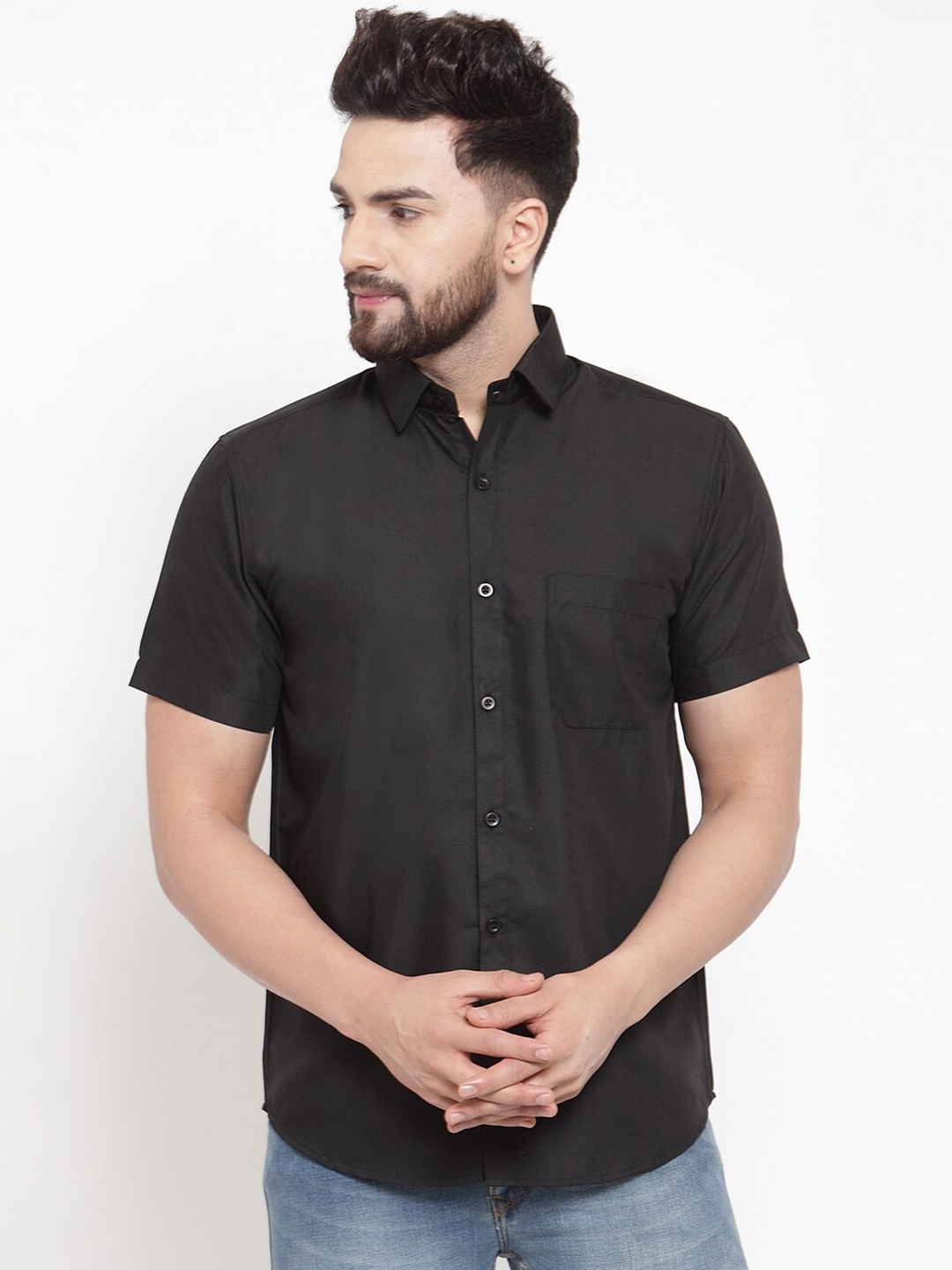 

JAINISH Men Black Comfort Pure Cotton Casual Shirt