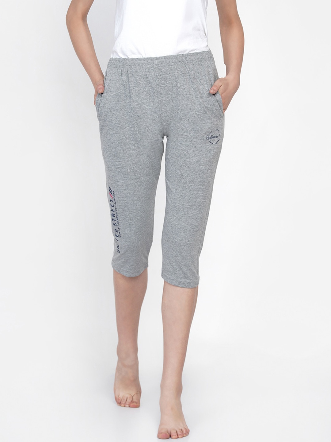 

FABNEST Women Grey Melange Solid Cotton Lounge Pants