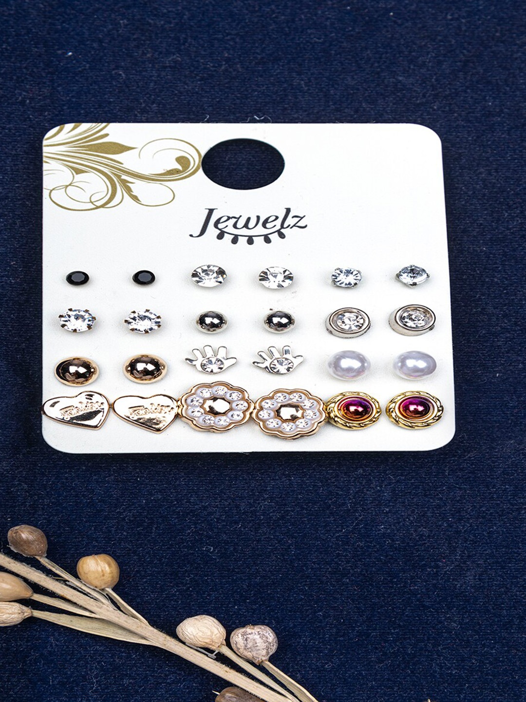 

Jewelz Gold-Toned Contemporary Studs Earrings