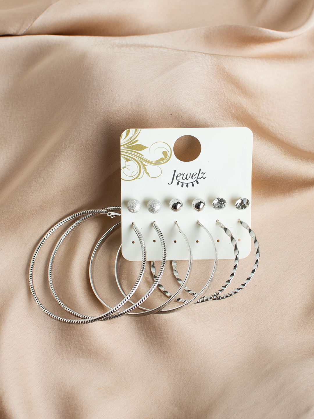 

Jewelz Silver-Toned Contemporary Non-Precious Metal Base Hoop Earrings