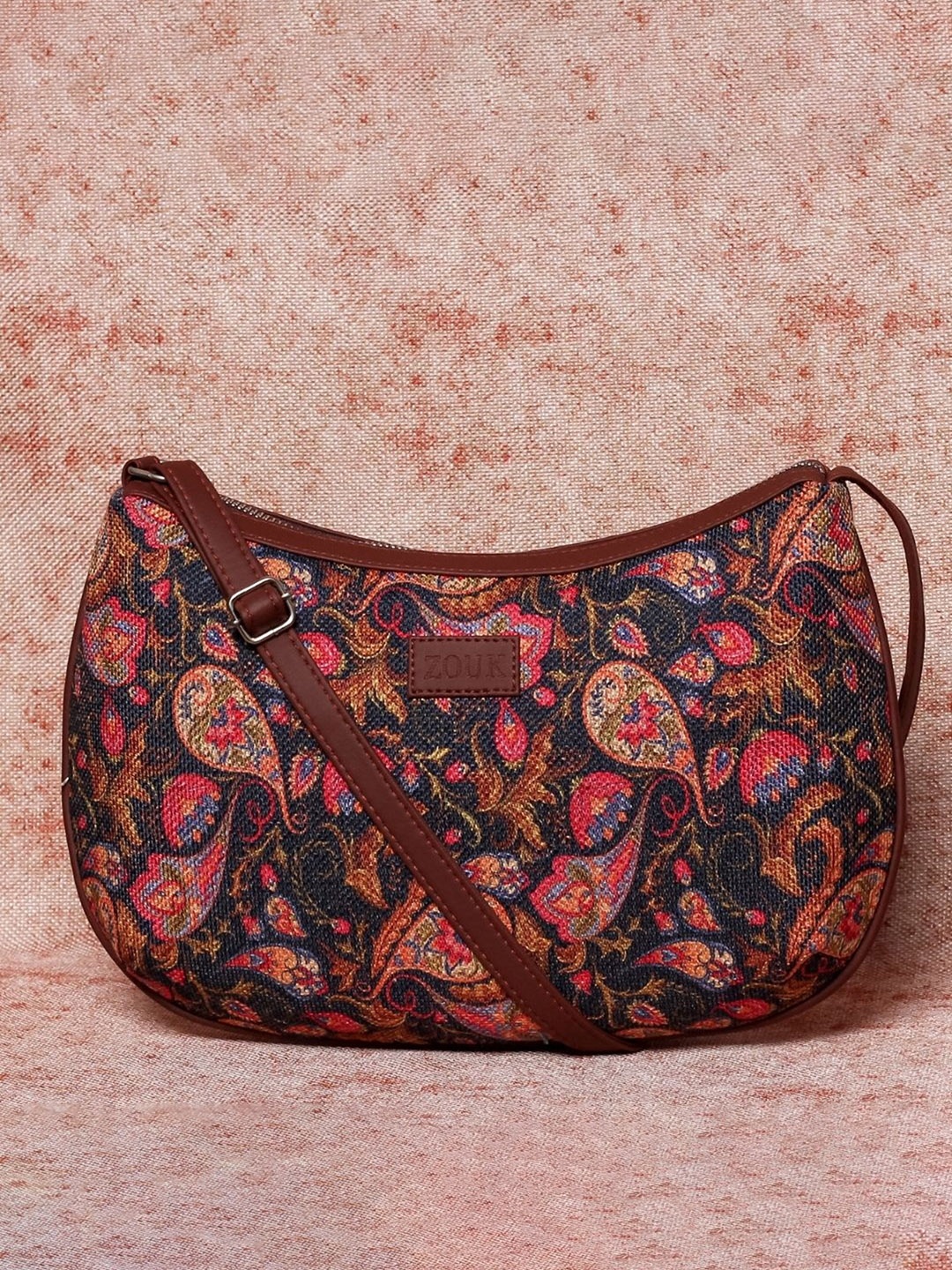 

ZOUK Multicoloured Paisley Printed Sling Bag, Multi