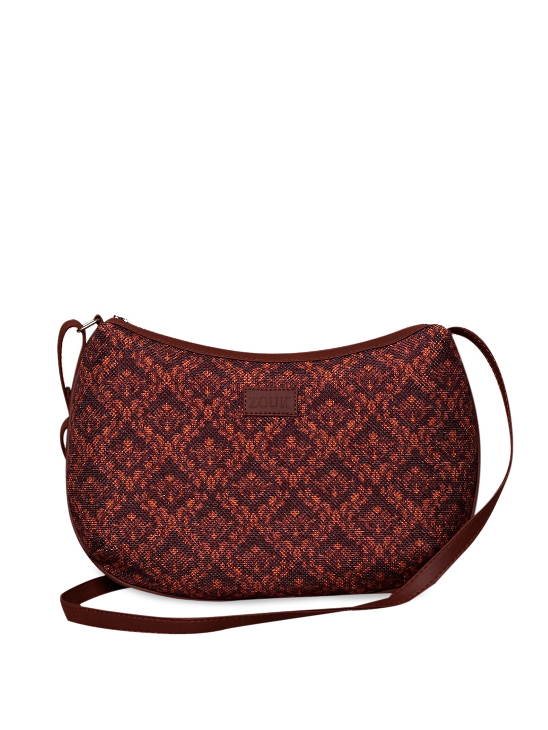 

ZOUK Maroon Printed Structured Sling Bag
