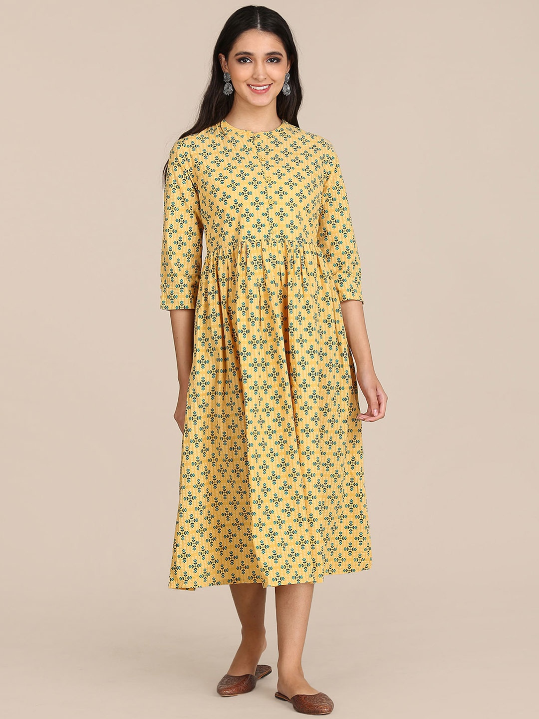 

Karigari Yellow Ethnic Motifs Maxi Dress
