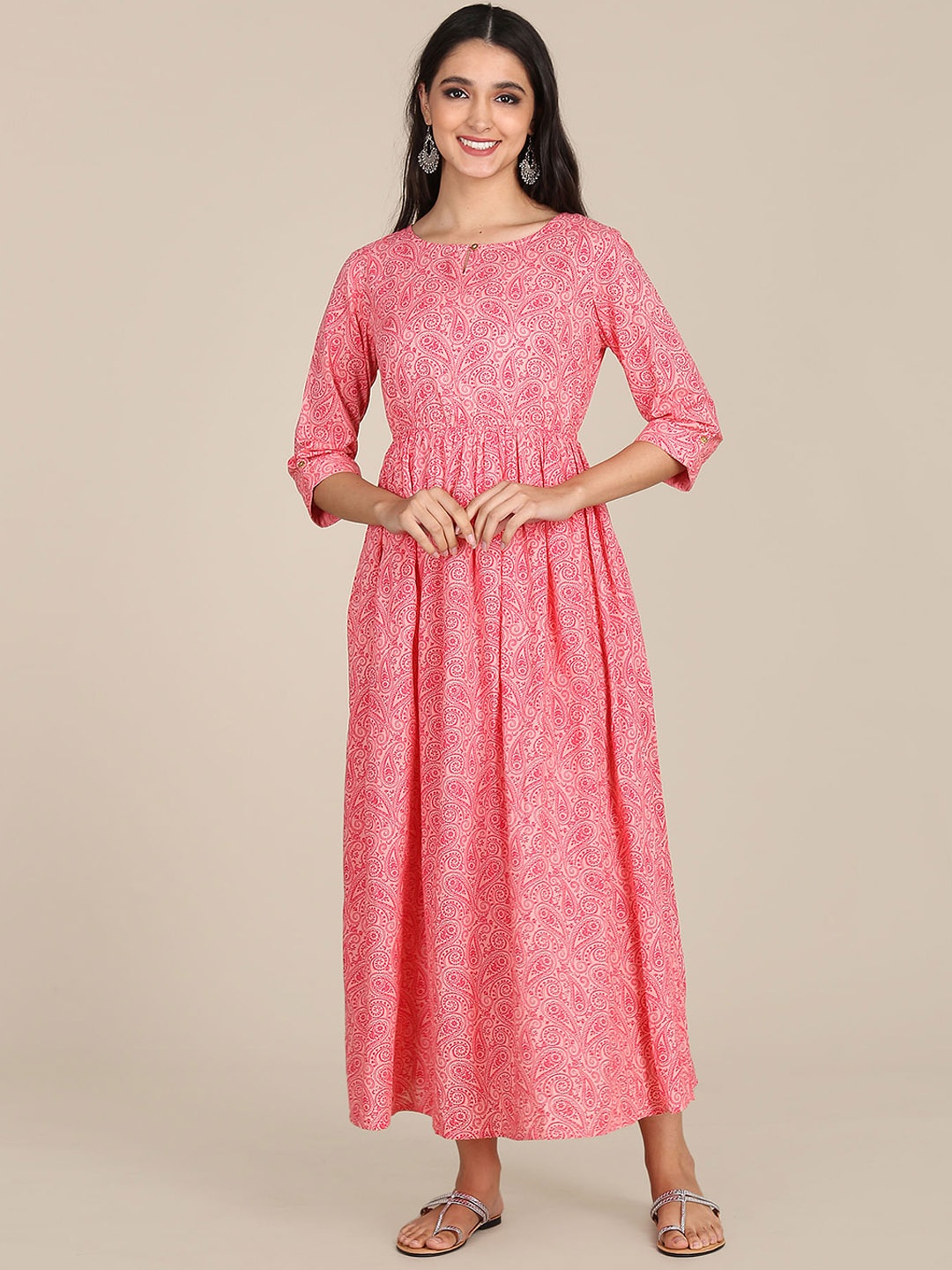 

Karigari Pink Ethnic Motifs Ethnic Maxi Dress