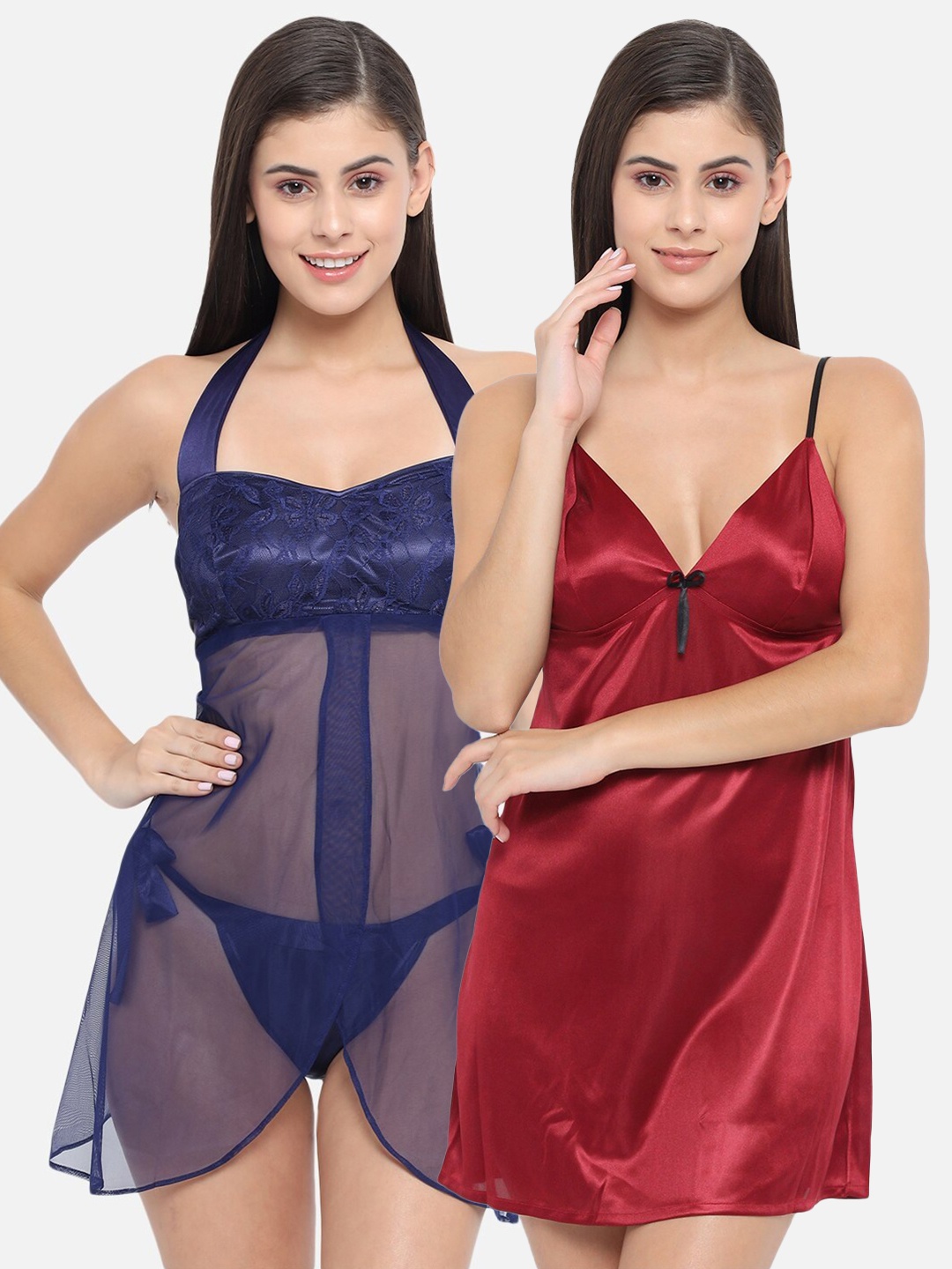 

Klamotten Pack Of 2 Maroon & Navy Blue Baby Doll