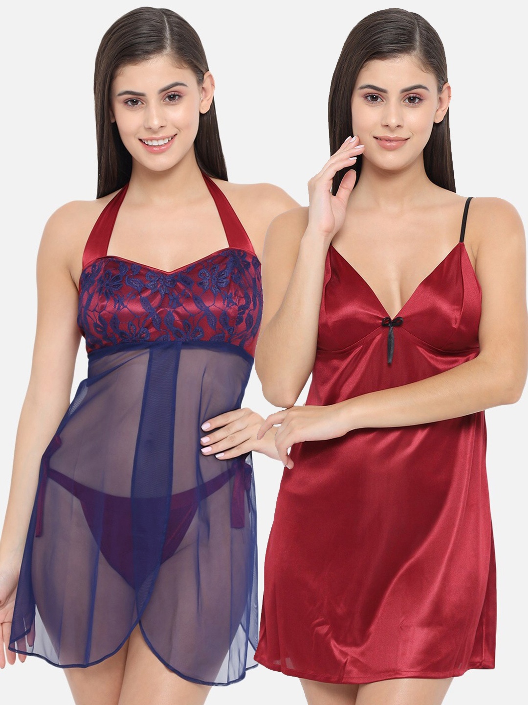 

Klamotten Pack Of 2 Maroon & Blue Baby Doll