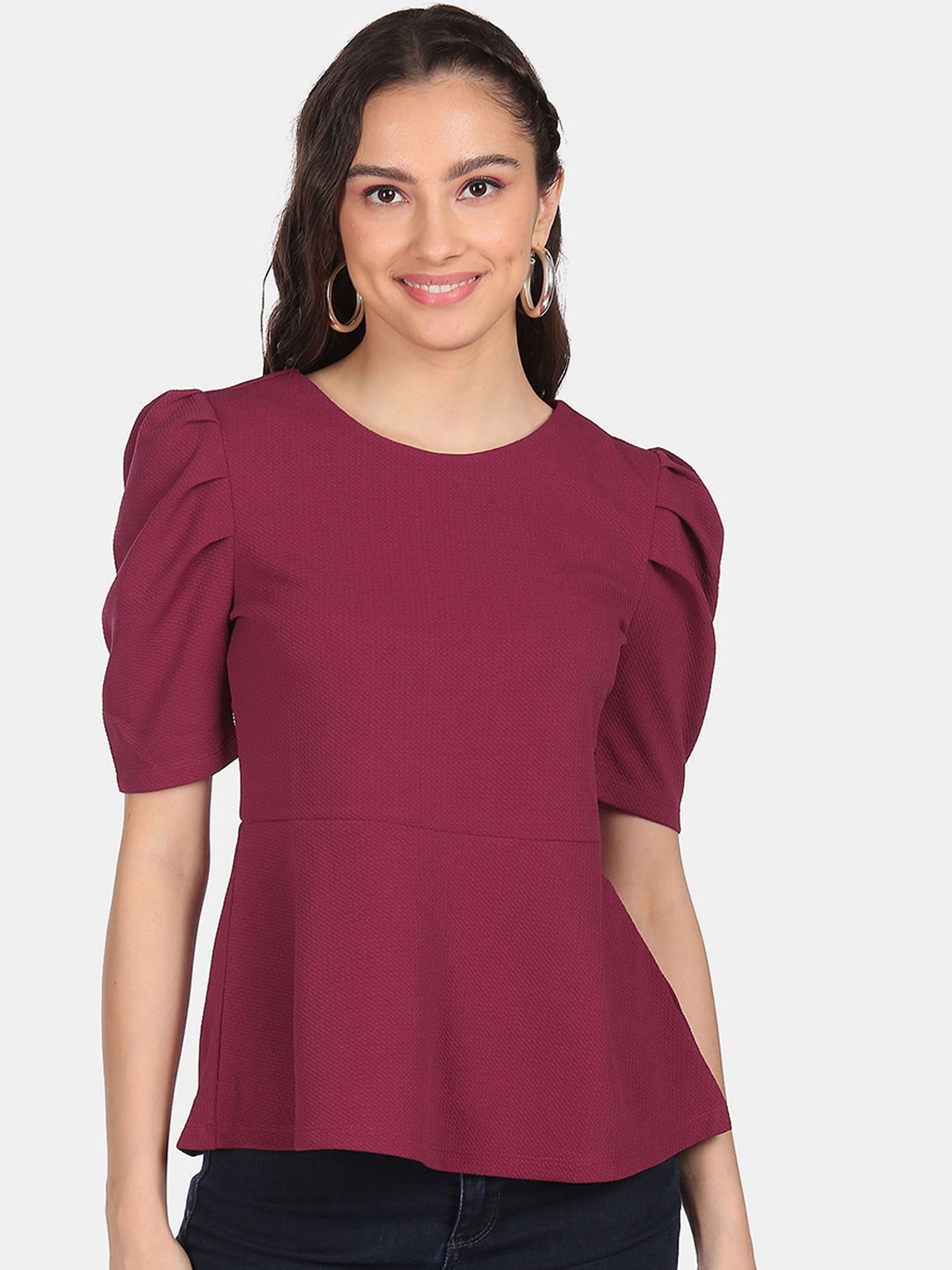 

Sugr Puff Sleeve Top, Burgundy