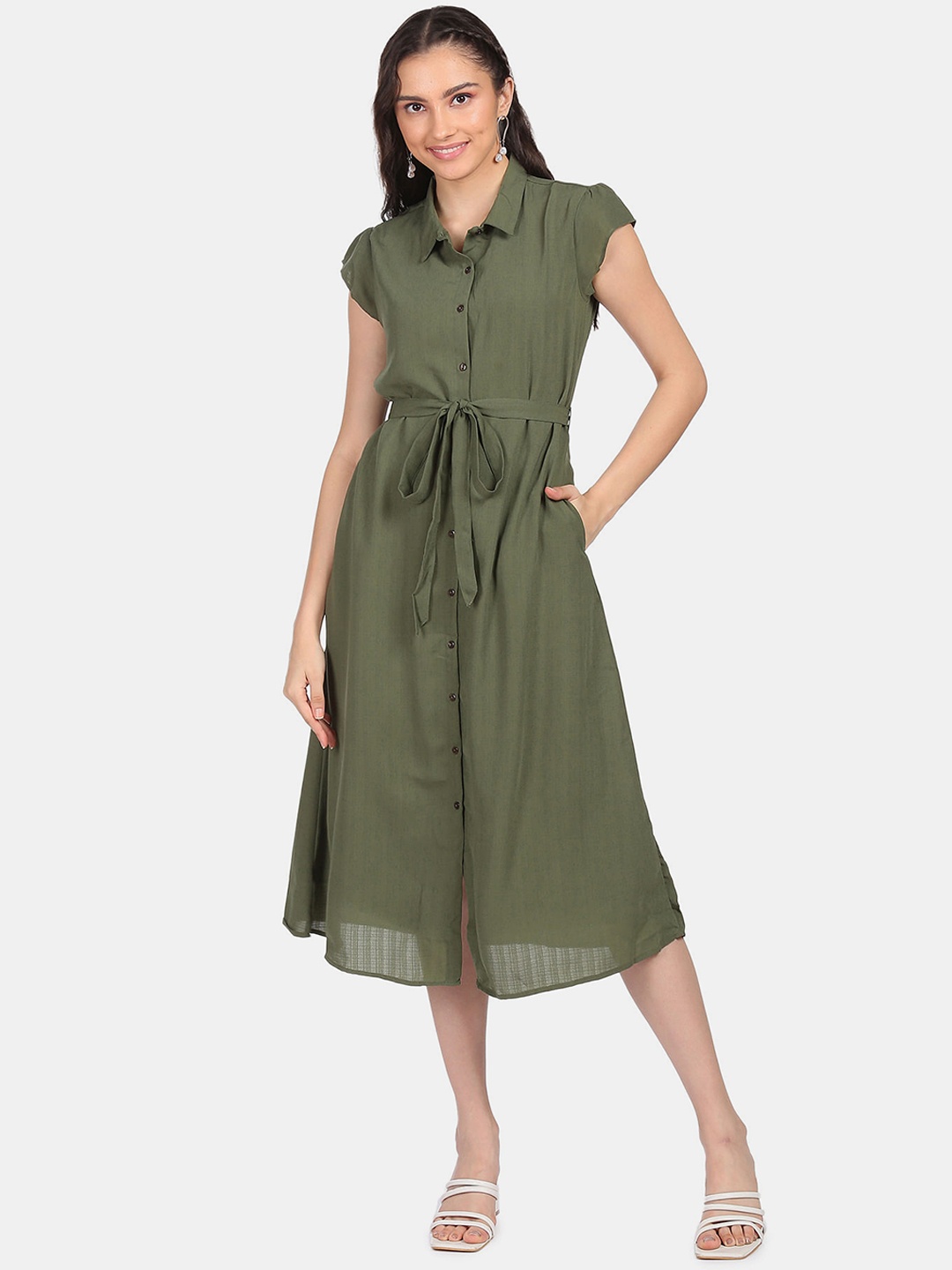 

Sugr Green Shirt Midi Dress