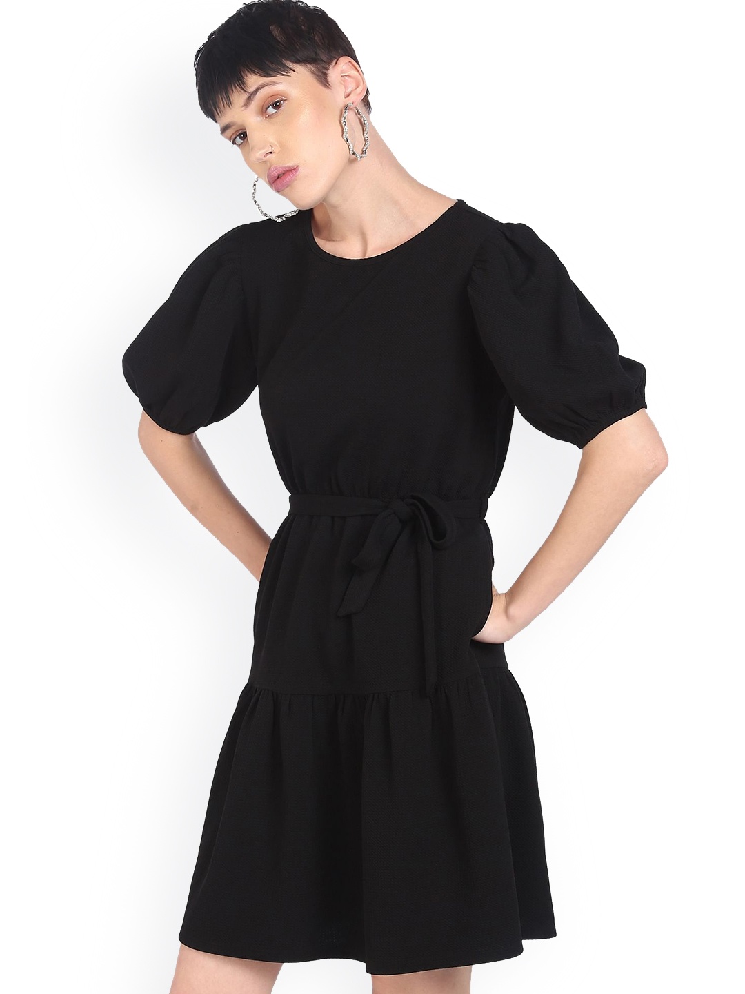 

Sugr Women Black A-Line Dress